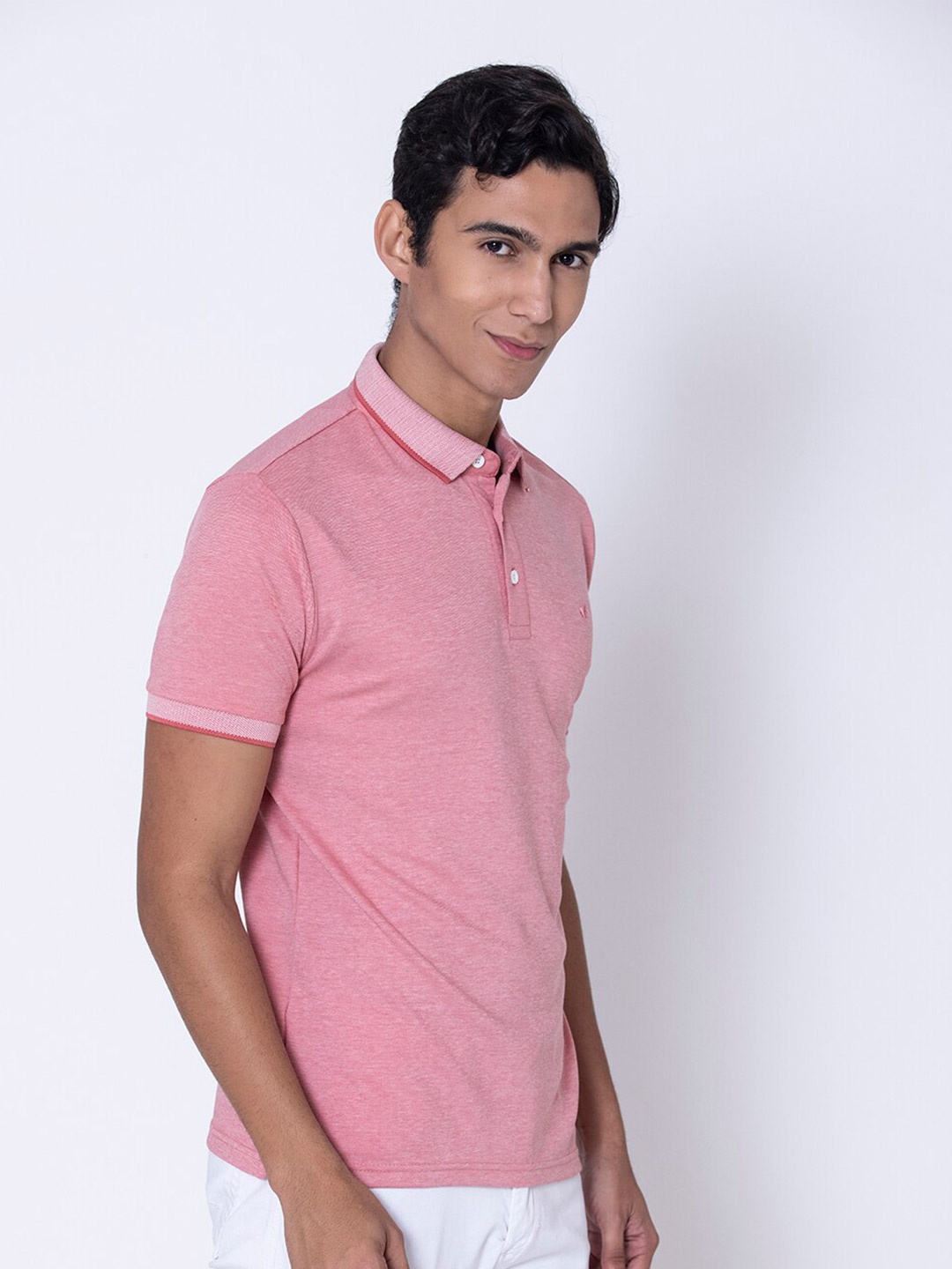 

BRACLO Polo Collar Cotton T-Shirt, Pink