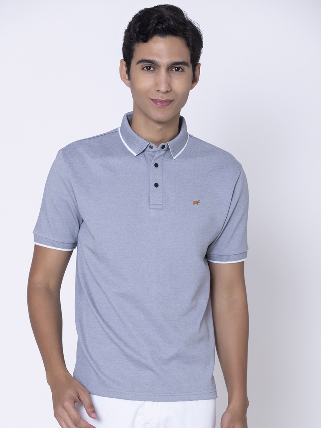 

BRACLO Polo Collar Cotton T-Shirt, Grey