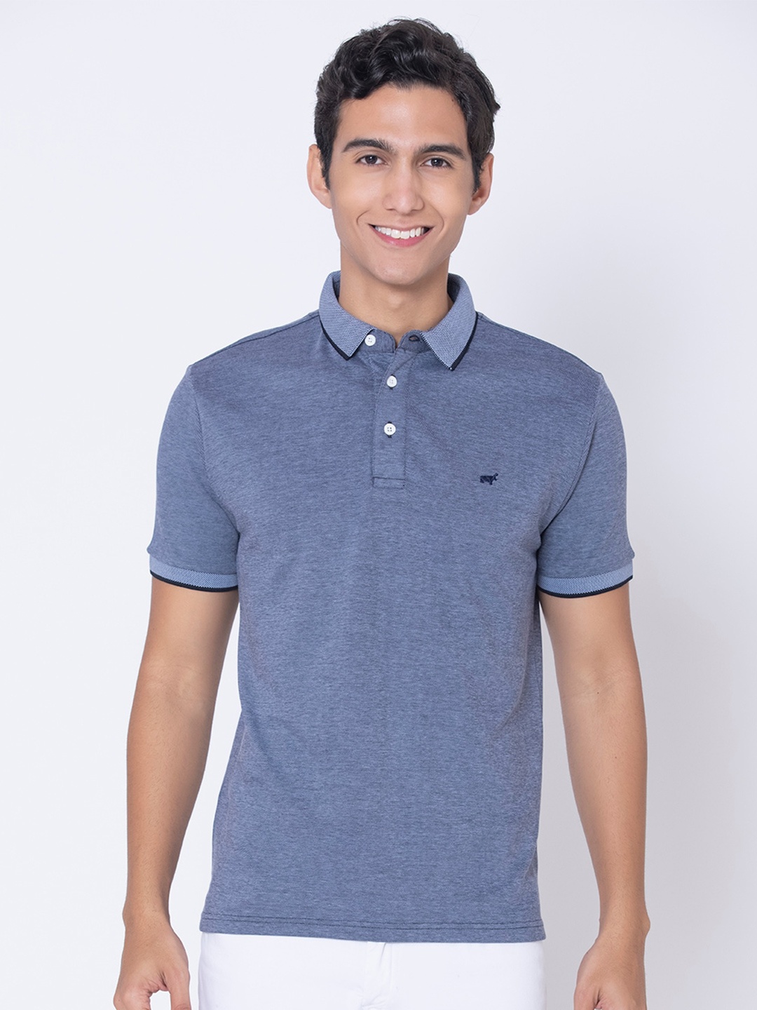 

BRACLO Polo Collar Cotton T-Shirt, Navy blue