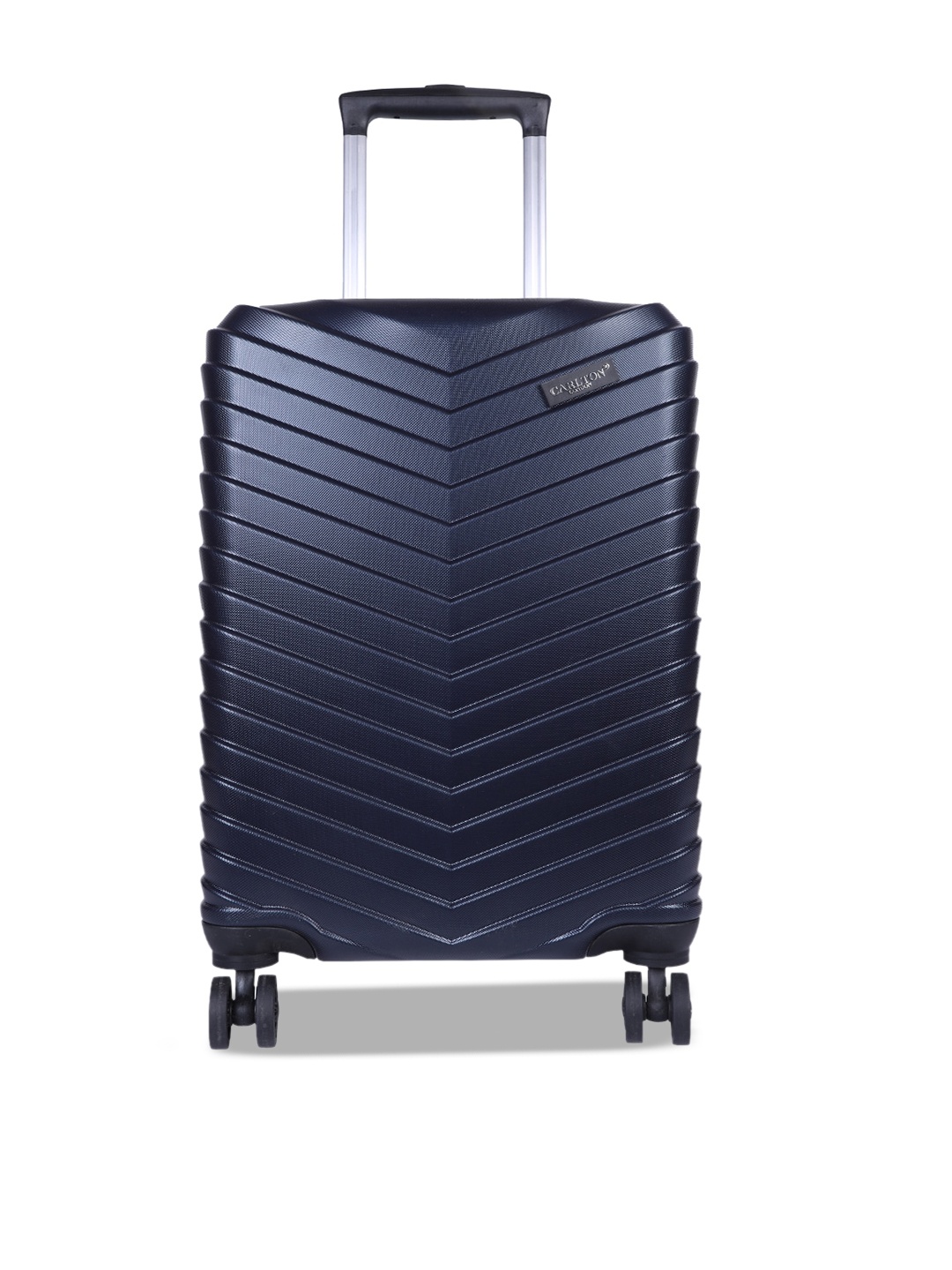 

Carlton London Textured 360-Degree Rotation Hard-Sided Cabin Trolley Bag, Navy blue