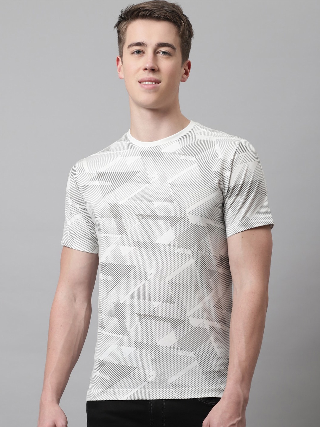 

VENITIAN Geometric Printed Cotton T-shirt, White