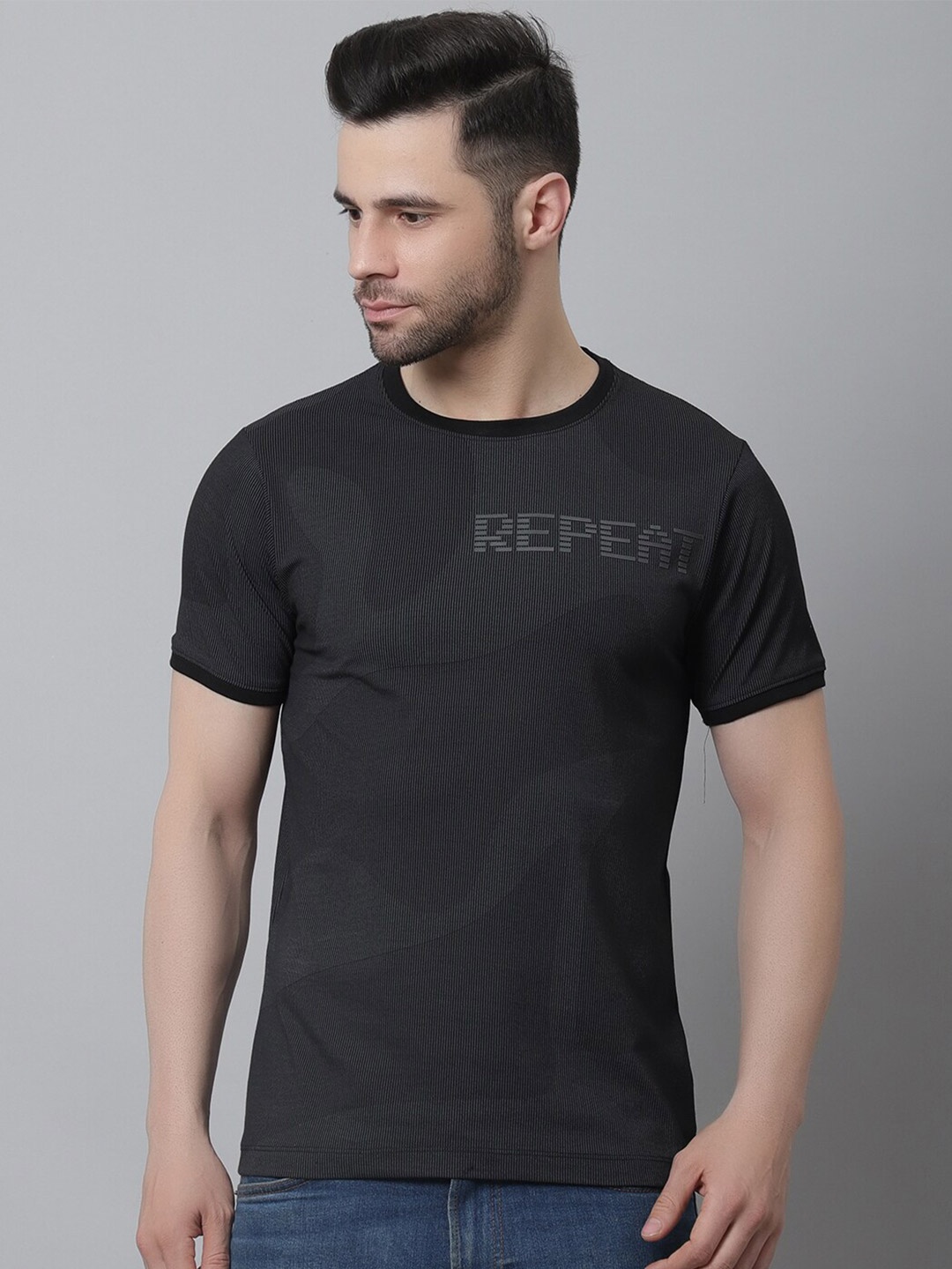 

VENITIAN Typography Printed Cotton T-Shirt, Black