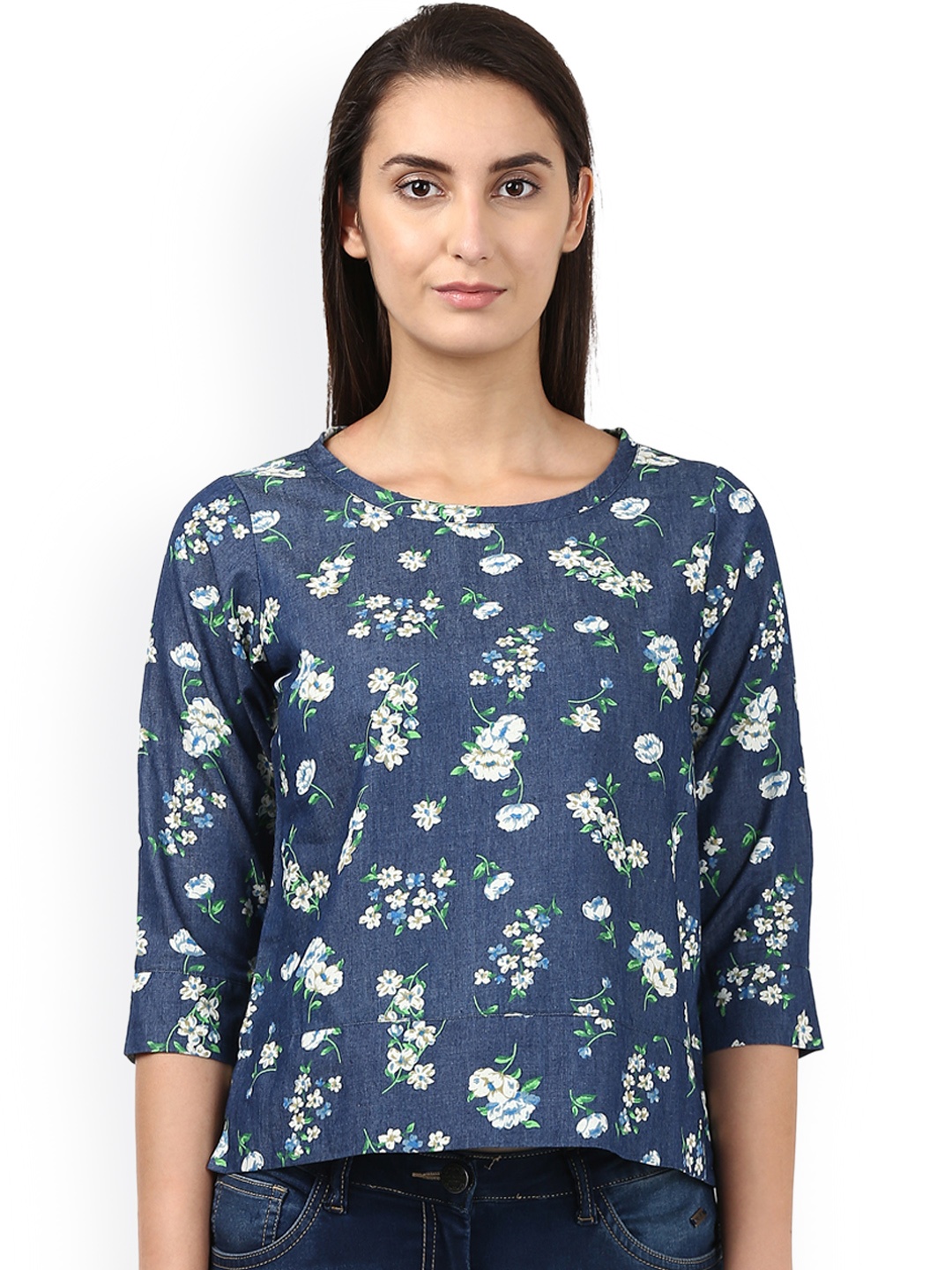 

Park Avenue Woman Women Blue Printed Pure Cotton Top