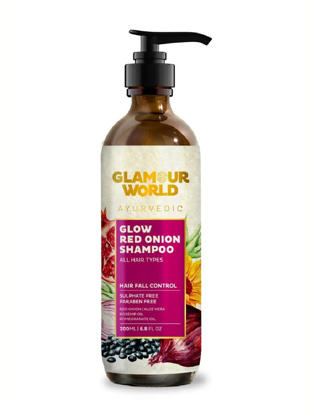 

Glamour World Ayurvedic Glow Red Onion Sulphate Free Shampoo - 200ml, Brown