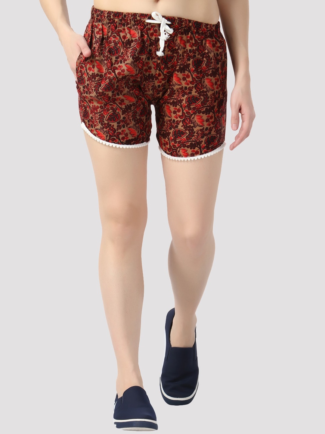 

GUTI Women Printed High-Rise Outdoor Shorts, Red