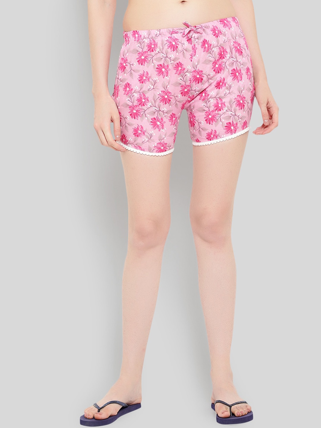 

GUTI Women Floral Printed High-Rise Outdoor Shorts, Pink