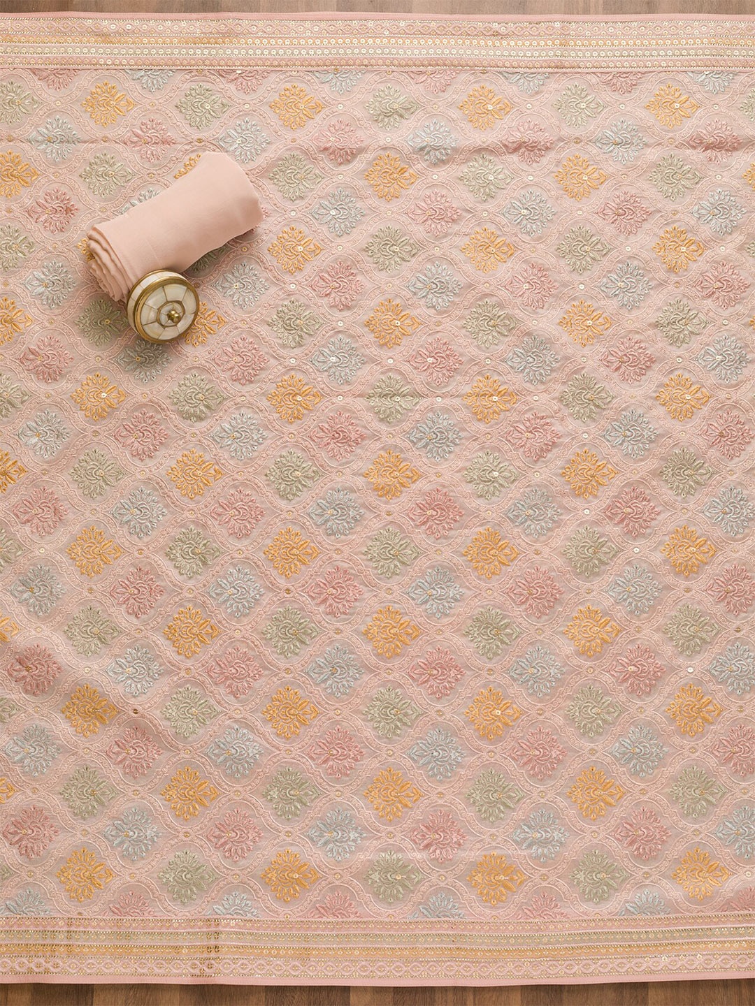 

Koskii Embroidered Unstitched Dress Material, Pink