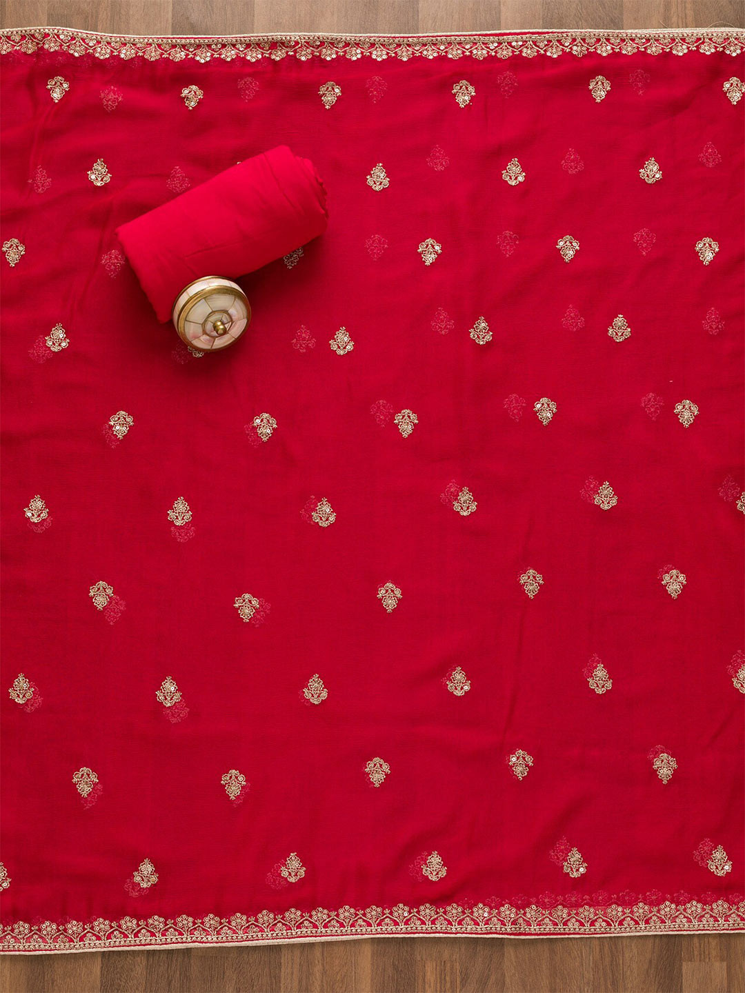 

Koskii Embroidered Zari Unstitched Dress Material, Pink