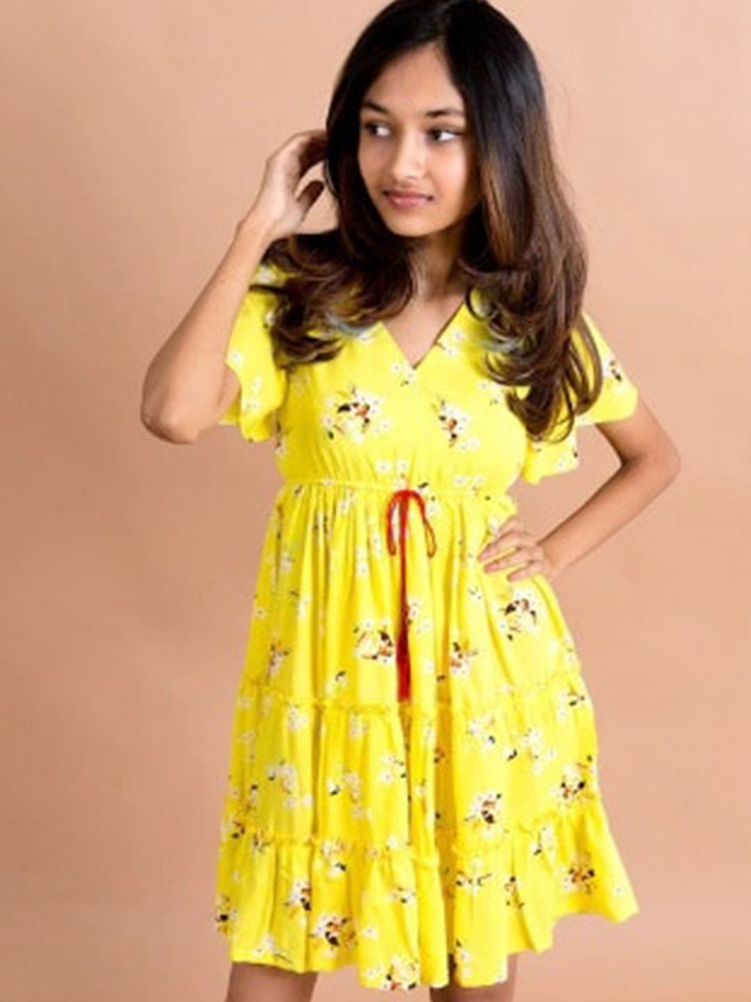 

pspeaches Floral Printed Fit & Flare Dress, Yellow