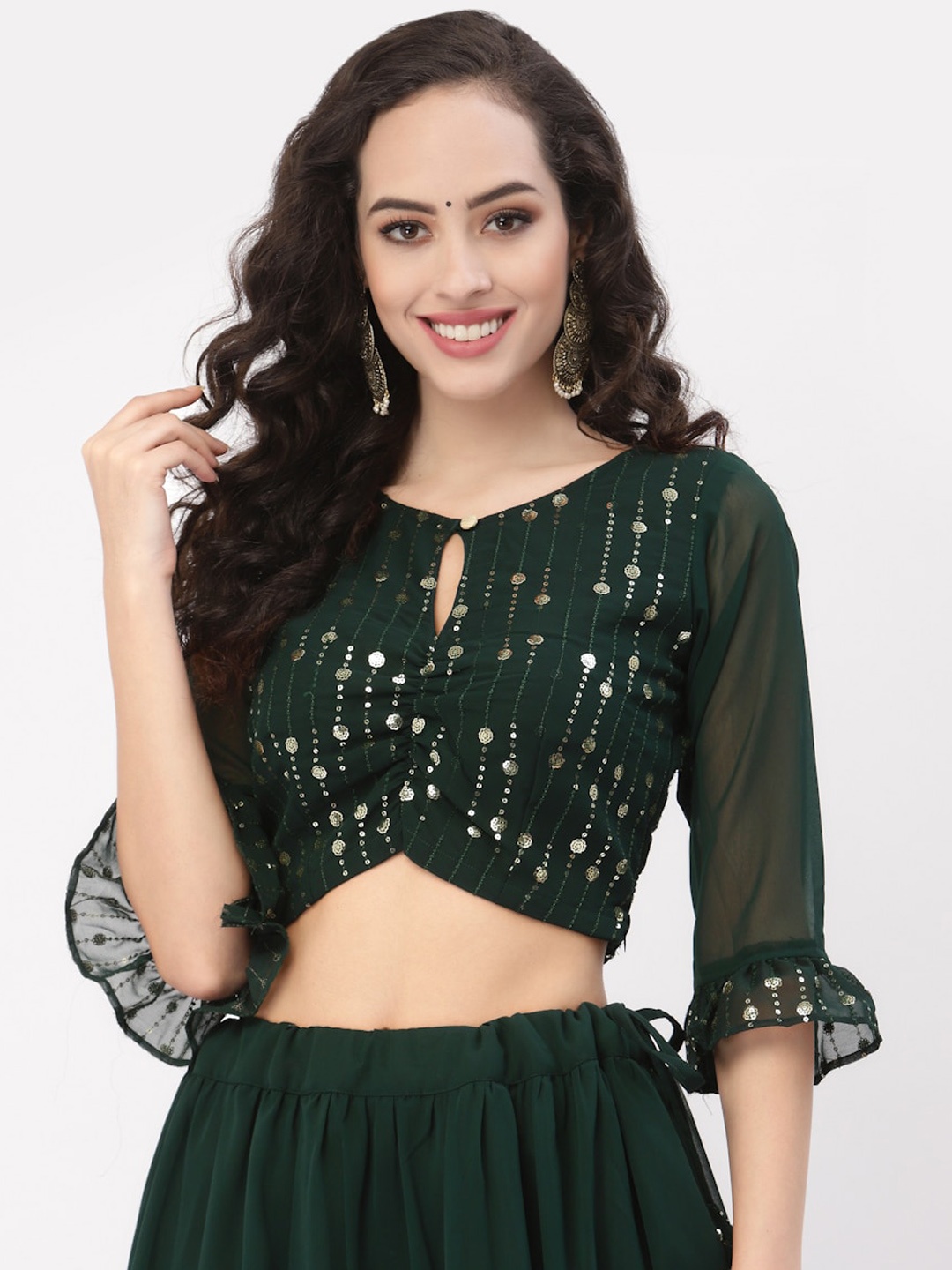 

studio rasa Embroidered SareeBlouse, Green
