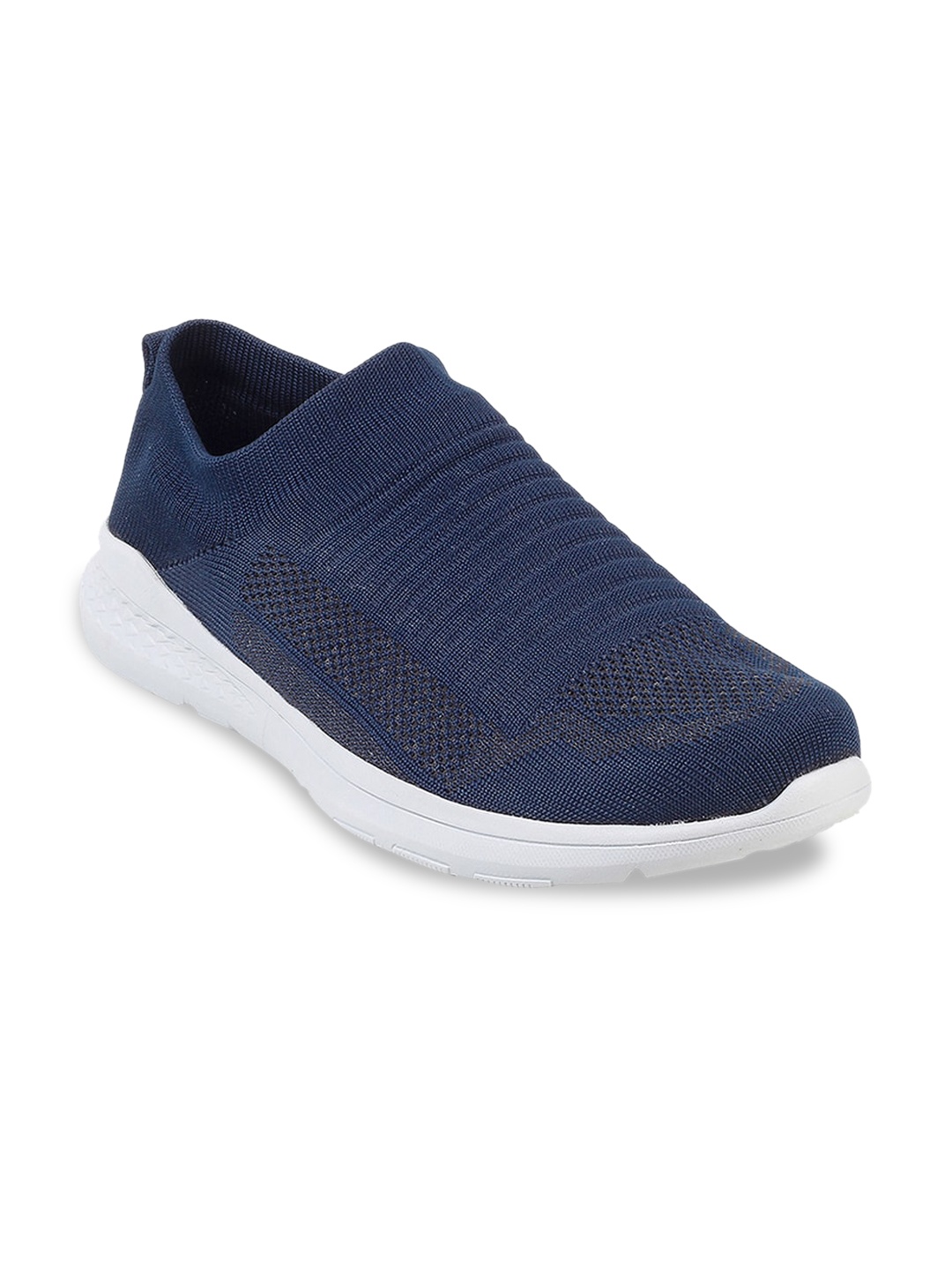 

Mochi Men Woven Design Comfort Insole Contrast Sole Slip-On Sneakers, Navy blue
