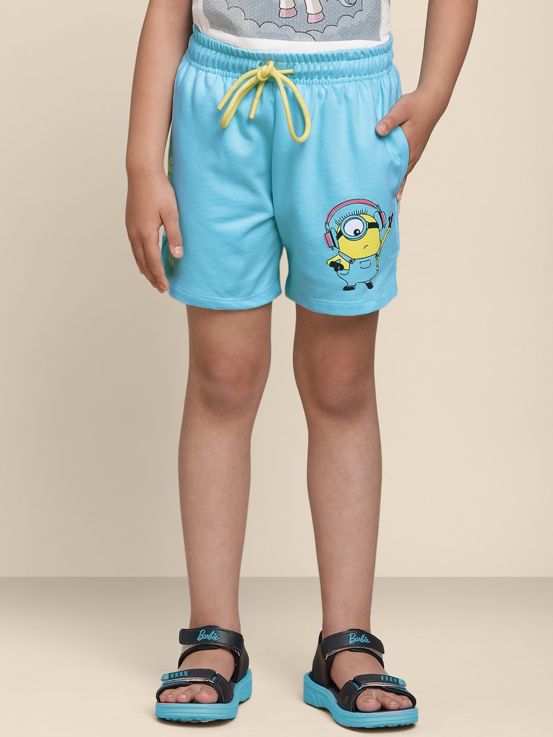 

Kids Ville Girls Minions-Printed Cotton Shorts, Blue