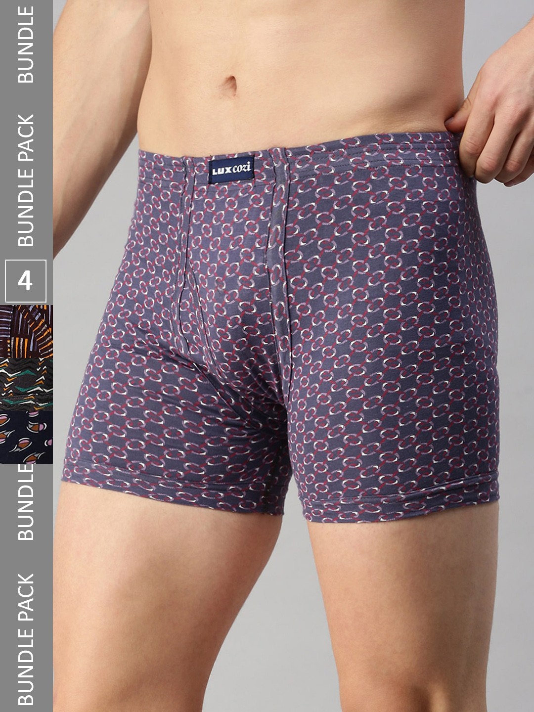 

Lux Cozi Men Pack Of 4 Assorted Cotton Trunks COZI_BIGSHOT_LONGS_PRINT_ASST_4PC