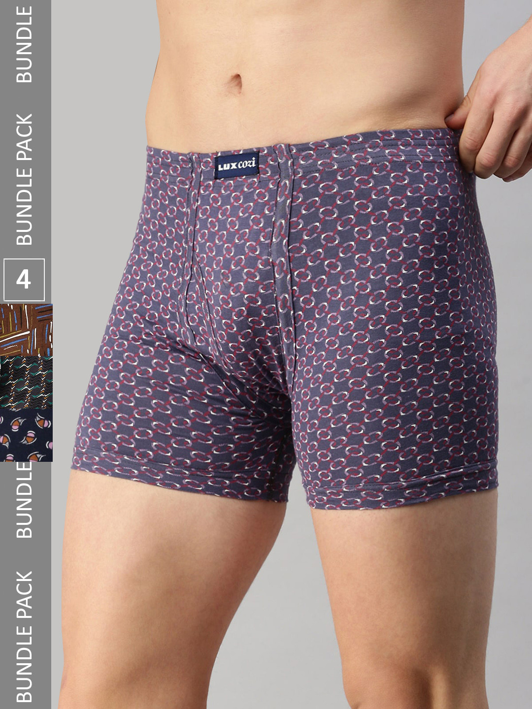 

Lux Cozi Men Pack Of 4 Assorted Cotton Trunks COZI_BIGSHOT_LONGS_PRINT_ASST_4PC