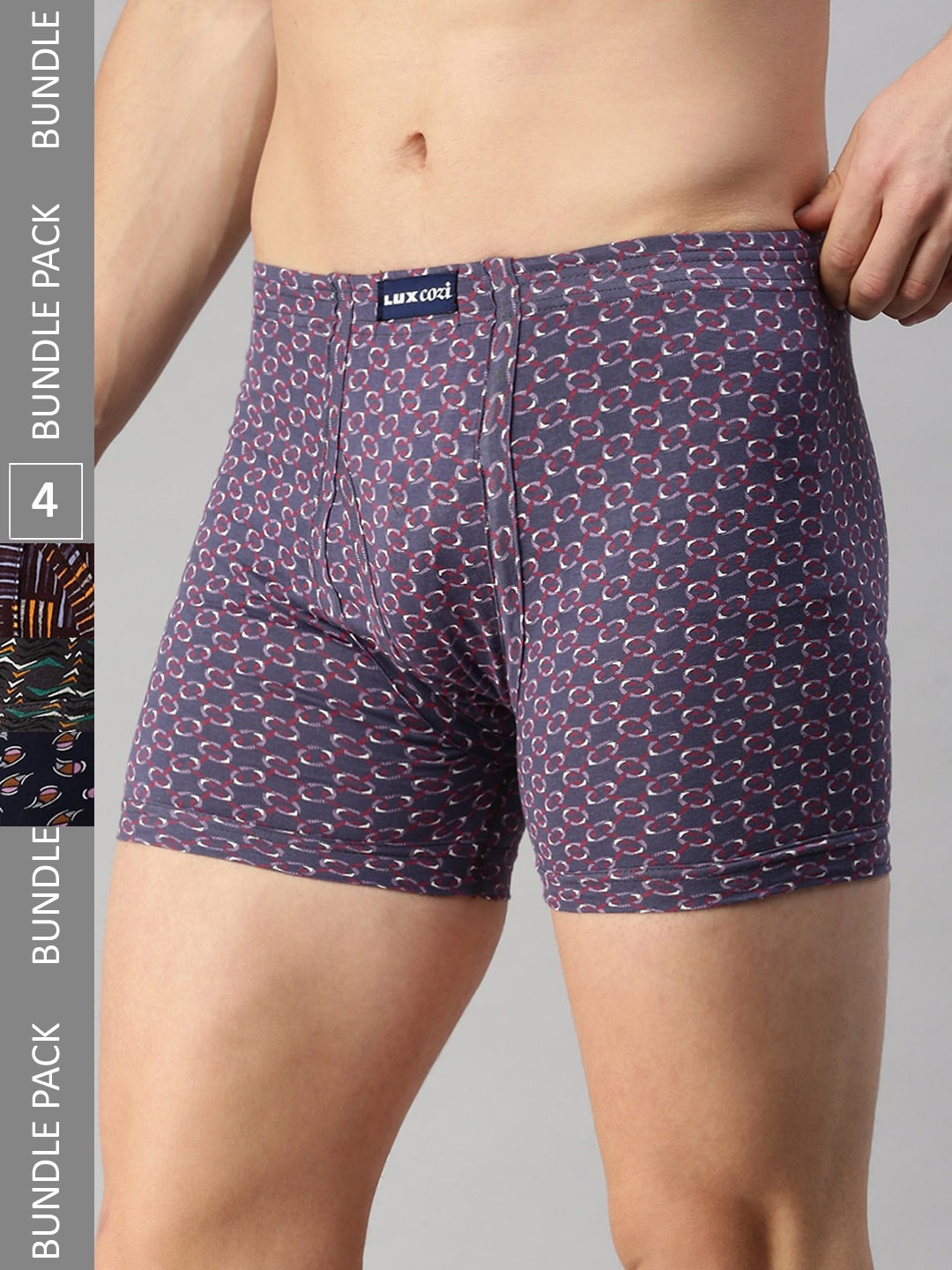 

Lux Cozi Men Pack Of 4 Assorted Cotton Trunks COZI_BIGSHOT_LONGS_PRINT_ASST_4PC