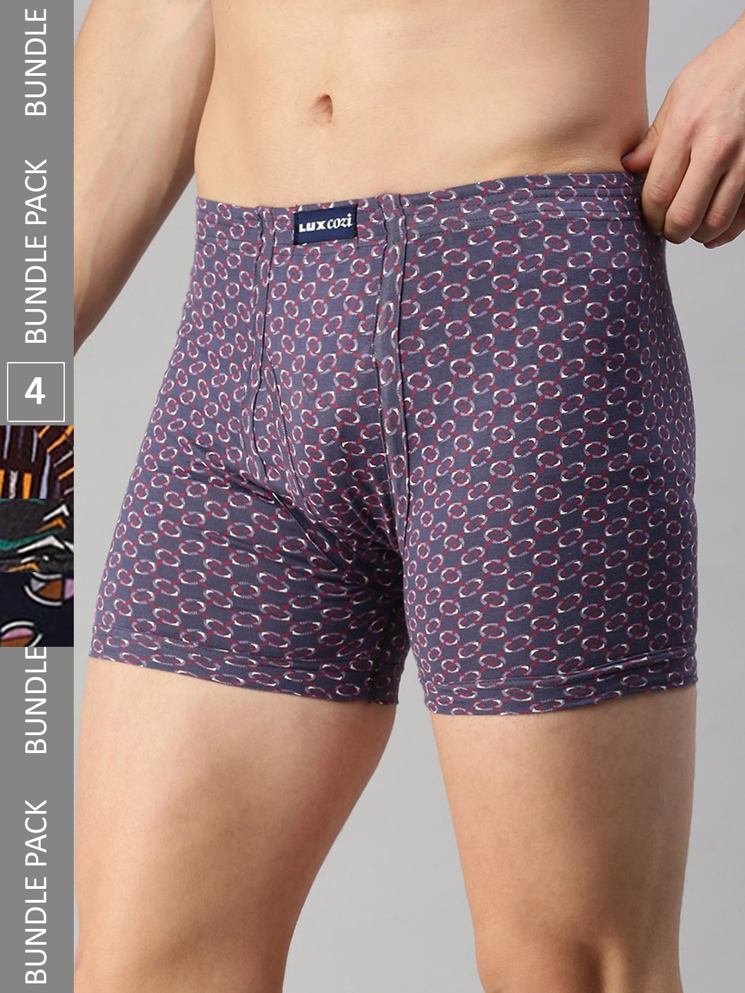

Lux Cozi Pack Of 4 Assorted Skin-friendly Label Free Comfort Long Cotton Trunk