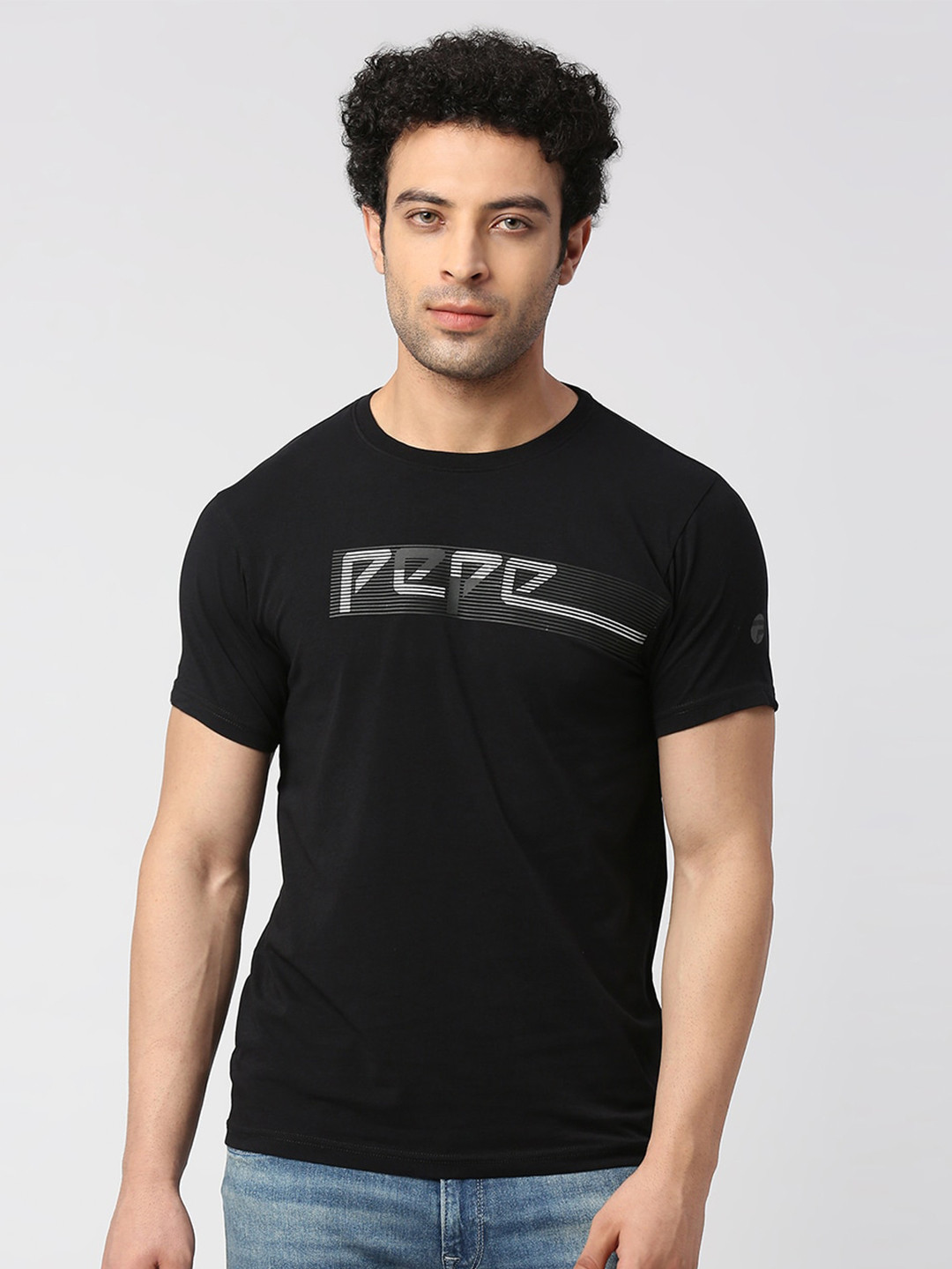

Pepe Jeans Typography Printed Slim Fit Cotton T-shirt, Black