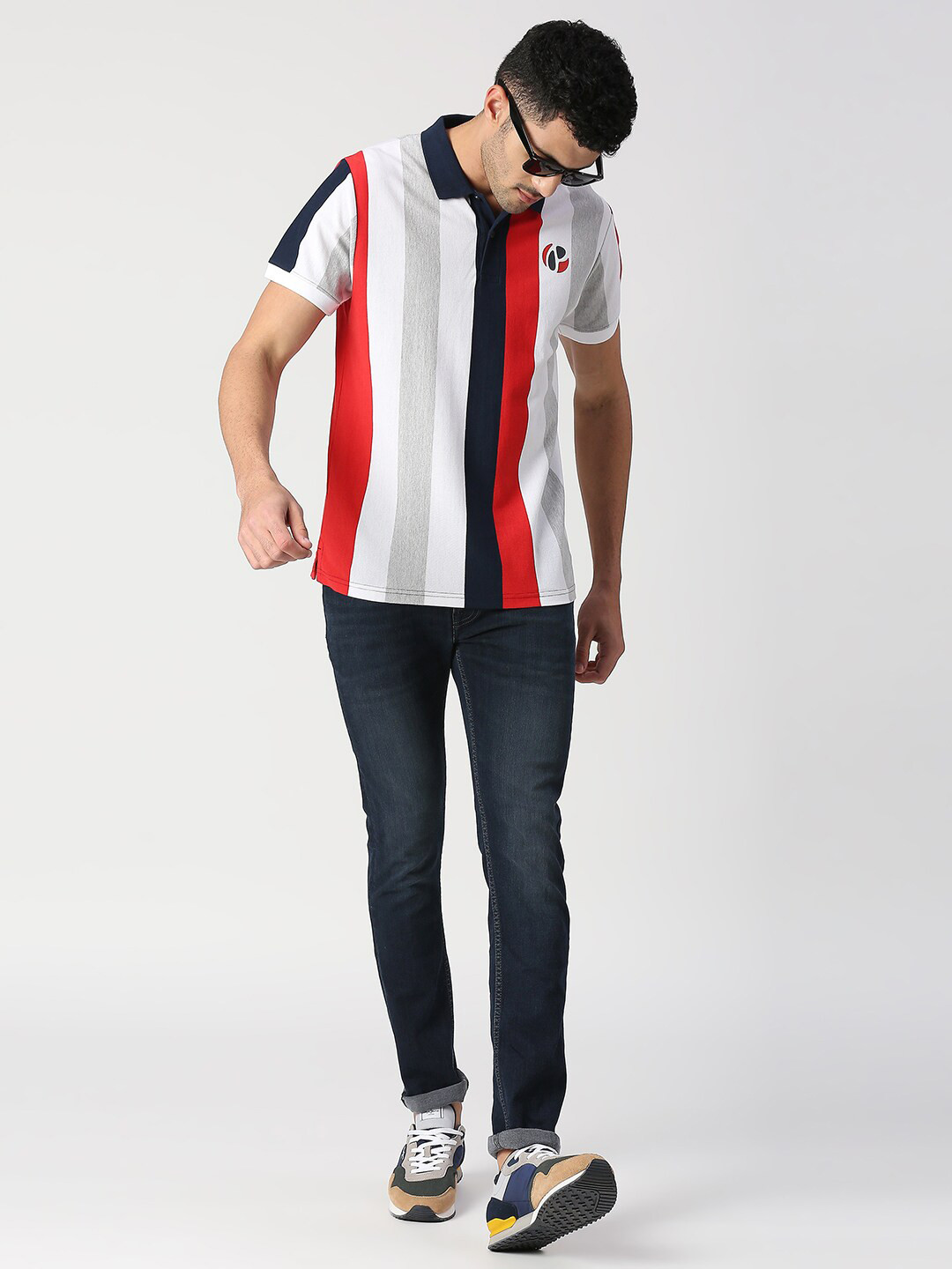 

Pepe Jeans Vertical Striped Polo Collar Pure Cotton T-shirt, Red