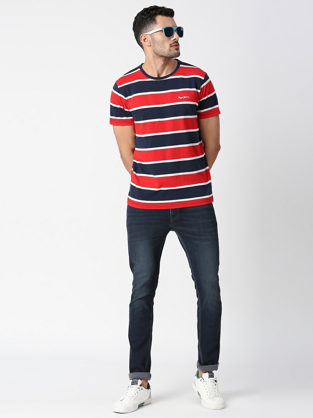 

Pepe Jeans Horizontal Striped Slim Fit Pure Cotton T-shirt, Red