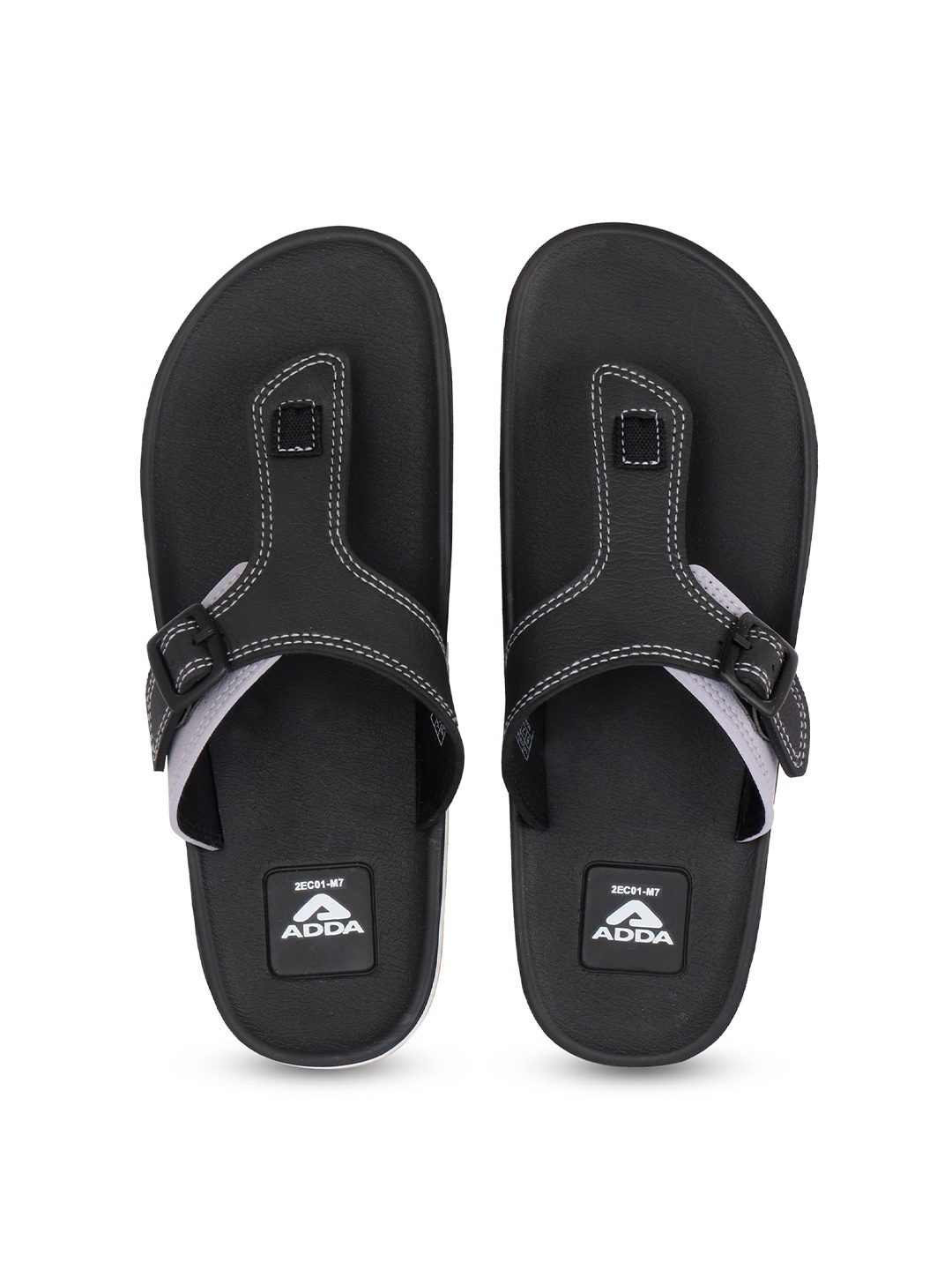 

Adda Men Buckled Rubber Thong Flip-Flops, Black