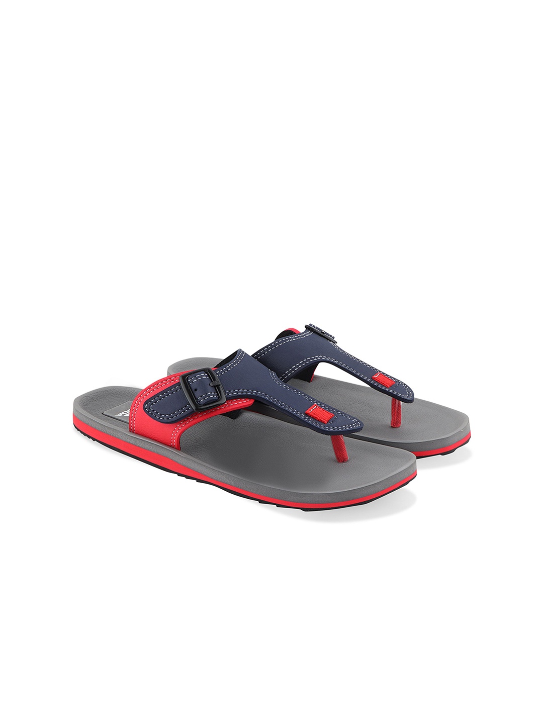 

Adda Men Colourblocked Buckled Rubber Thong Flip-Flops, Grey