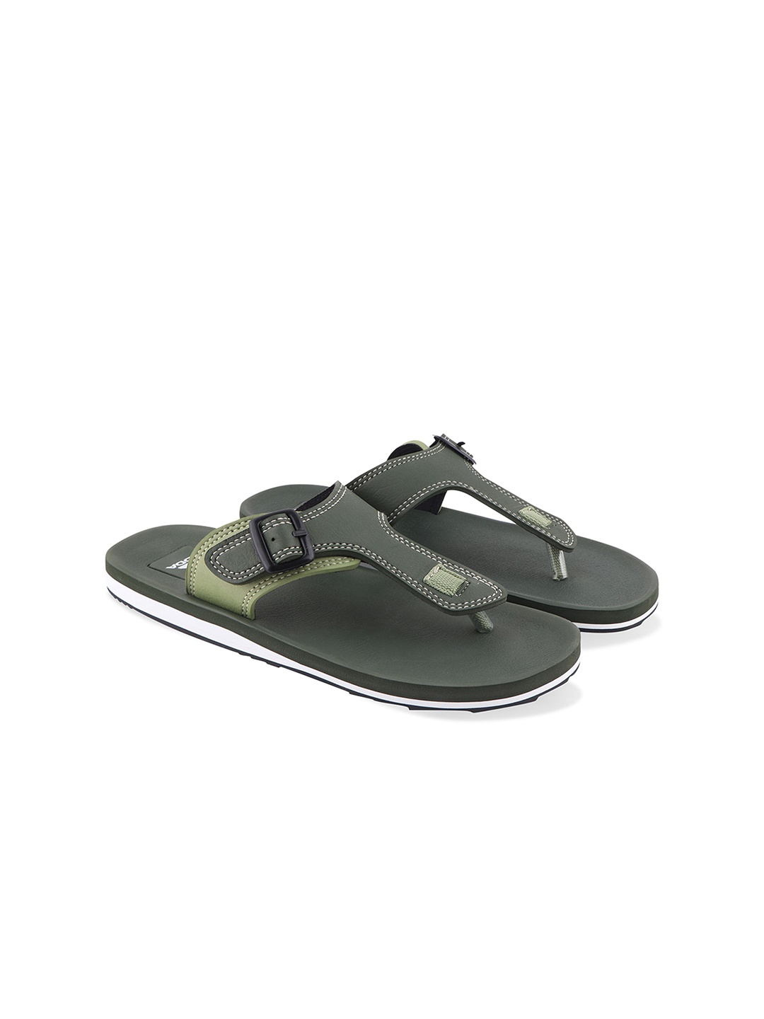 

Adda Men Buckled Rubber Thong Flip-Flops, Olive