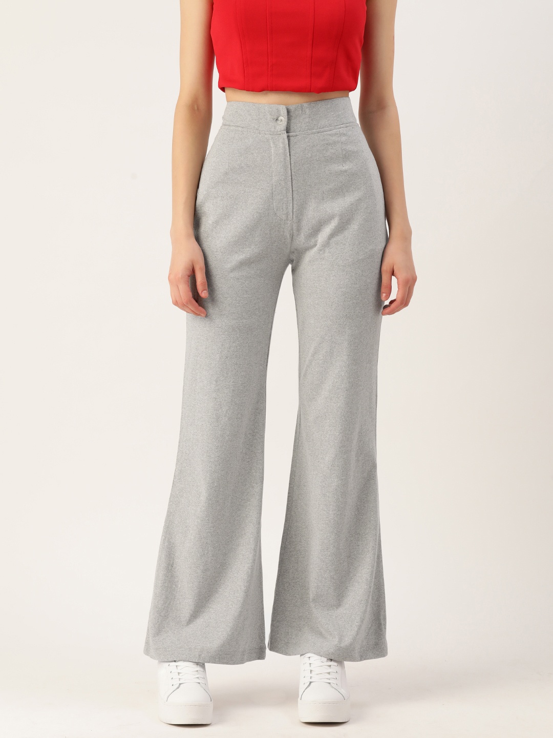 

Alsace Lorraine Paris Cotton Smart Flared Trousers, Grey
