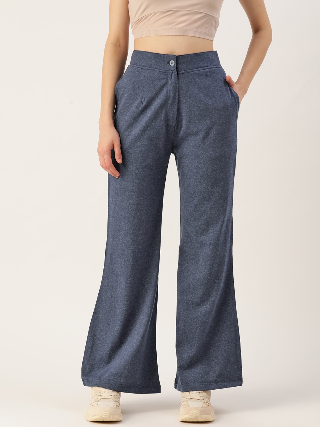 

Alsace Lorraine Paris Cotton Smart Flared Trousers, Blue
