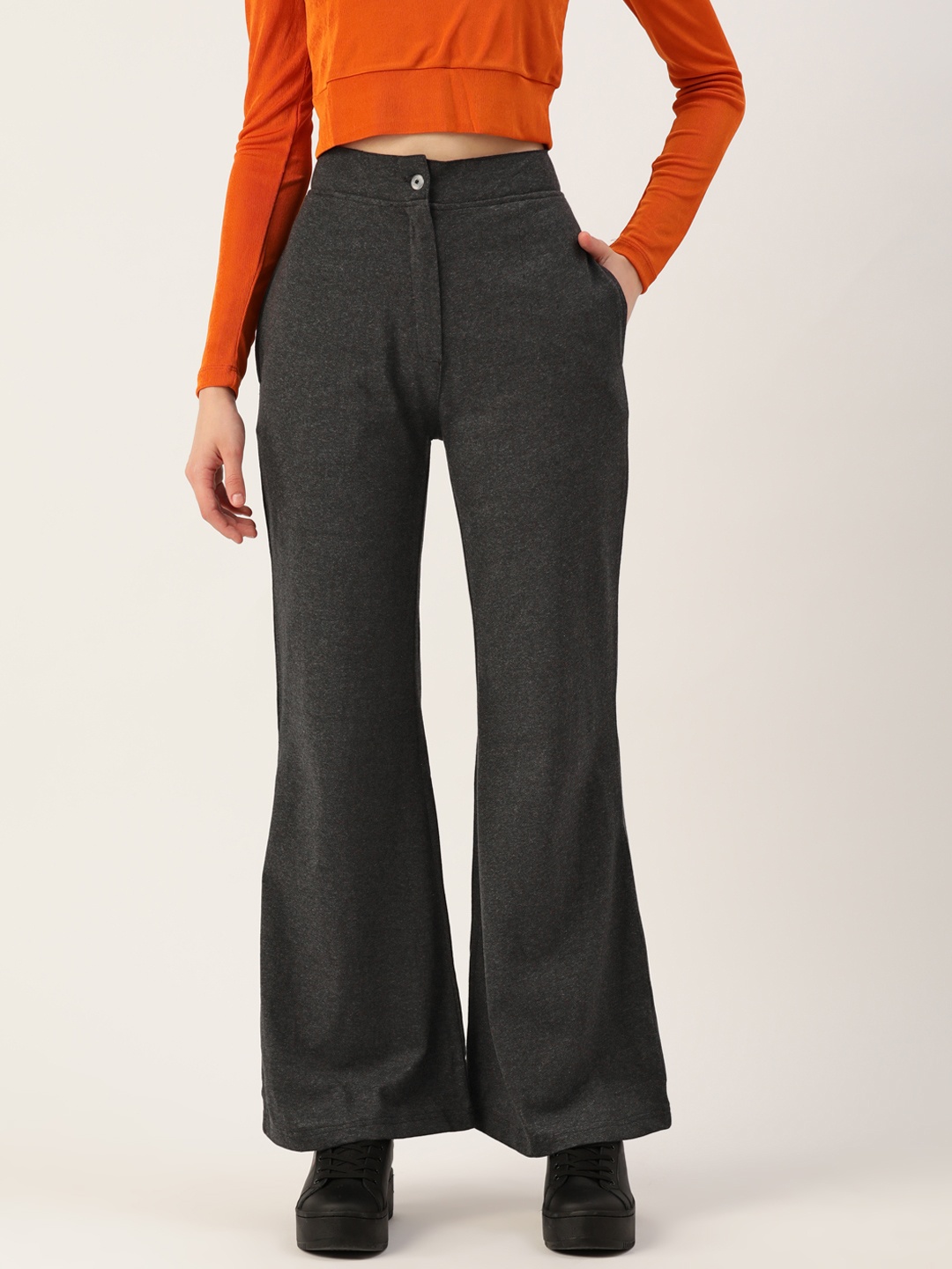 

Alsace Lorraine Paris Cotton Smart Flared Trousers, Grey