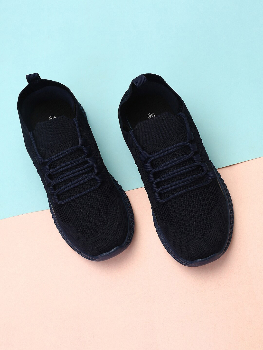 

max Men Flyknit Lace-Up Sports Shoes, Navy blue