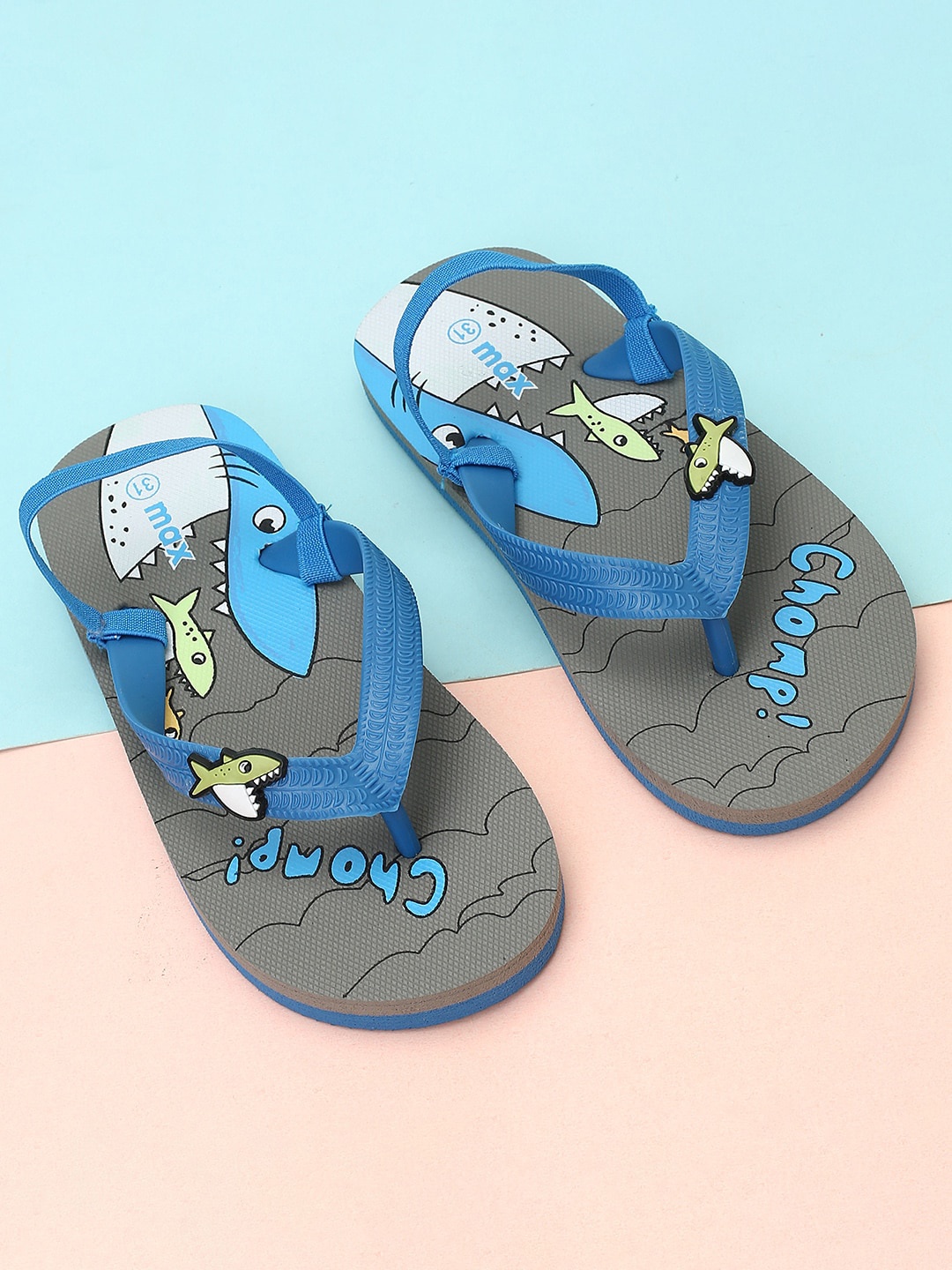 

max Boys Printed Thong Flip-Flops With Backstrap, Grey