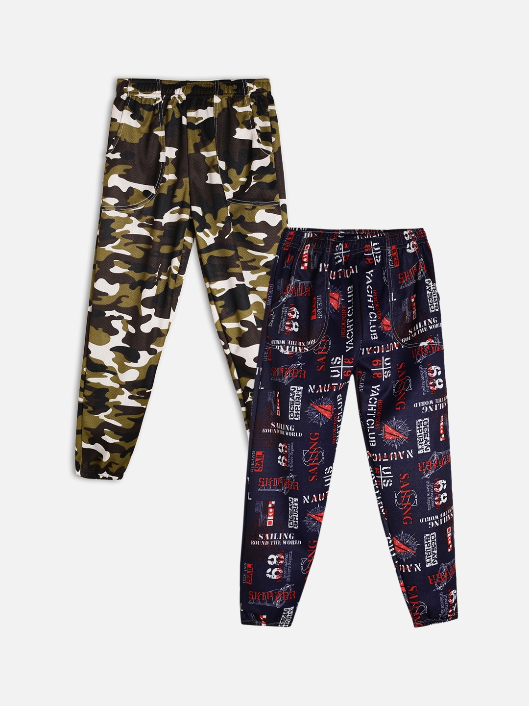 

Fashionable Girls Pack Of 2 Printed Lounge Pants, Navy blue