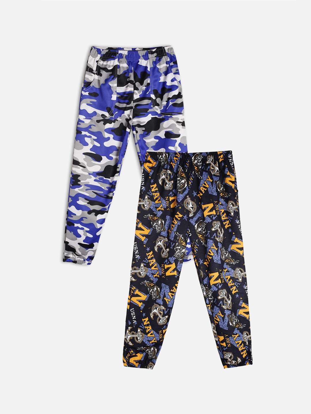 

Fashionable Girls Pack Of 2 Printed Lounge Pants, Blue