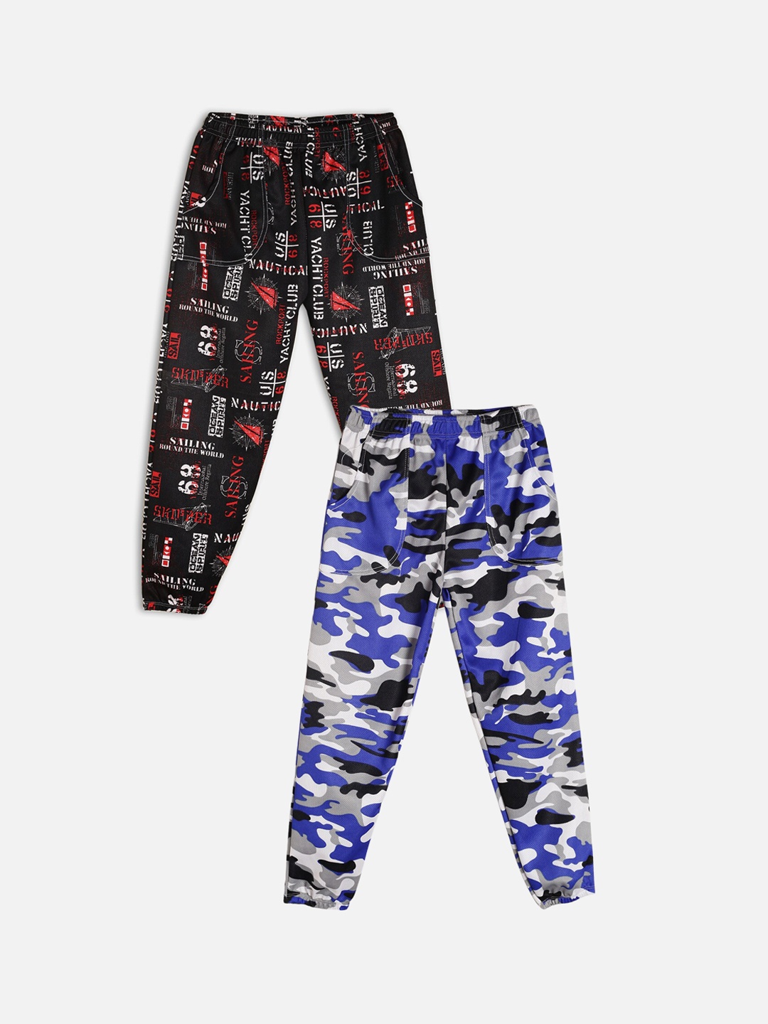 

Fashionable Girls Pack Of 2 Printed Mid-Rise Lounge Pants, Black