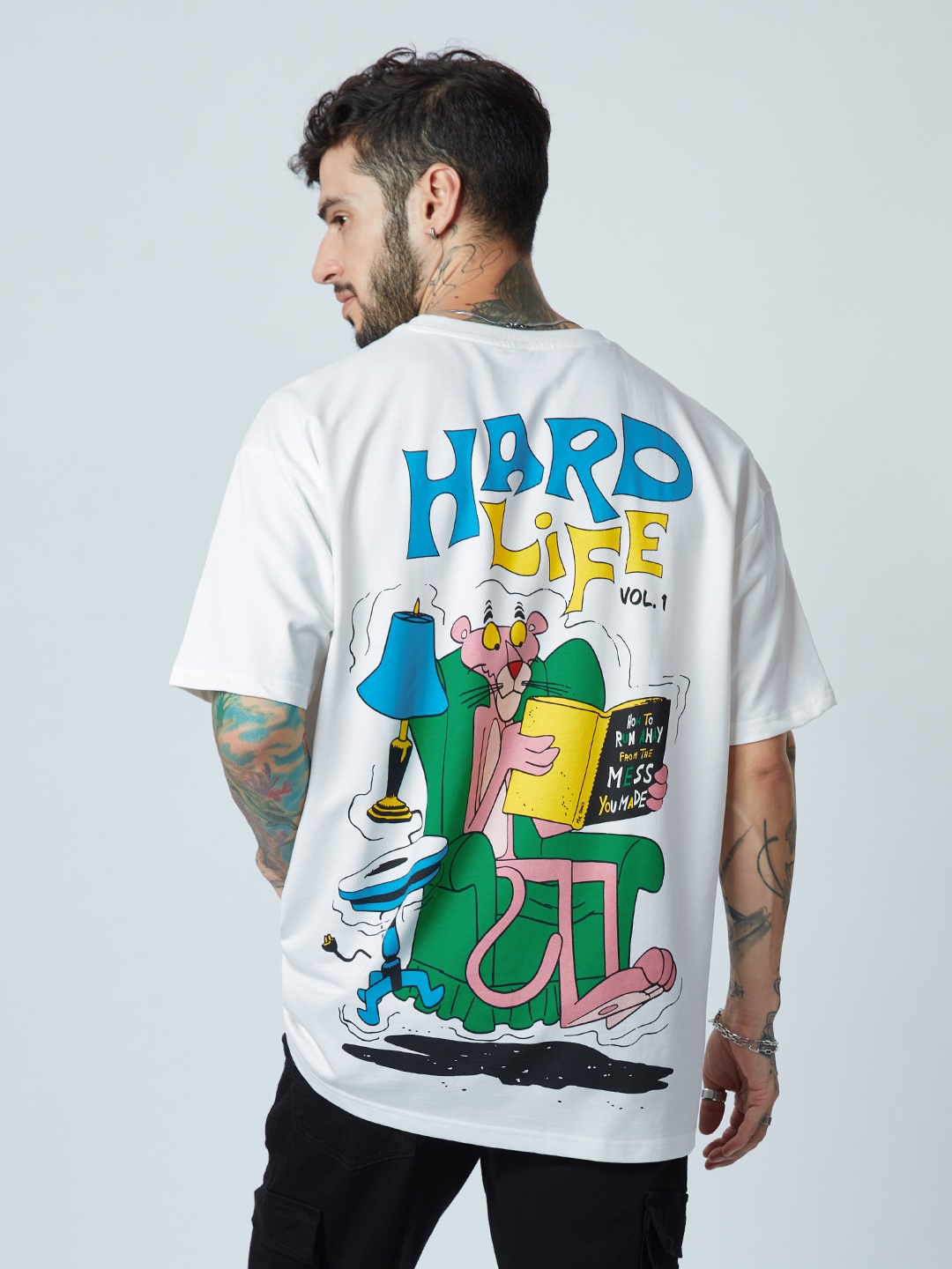 

The Souled Store Drop Shoulder Sleeves Oversized Pure Cotton T-shirt, White