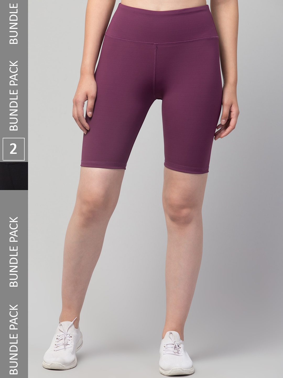 

Apraa & Parma Women Pack of 2 Skinny Fit High-Rise Running Sports Shorts, Purple