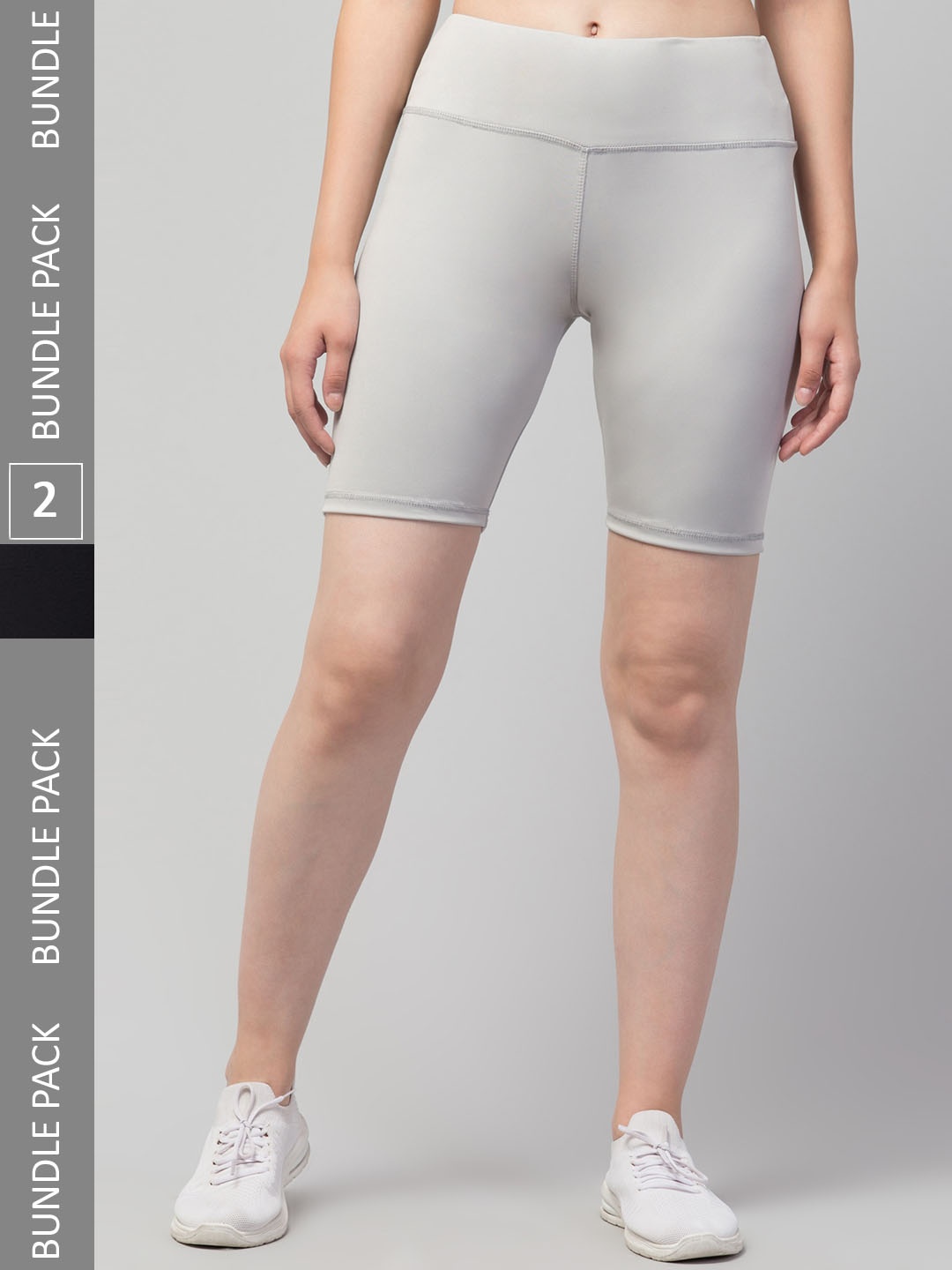 

Apraa & Parma Women Pack of 2 Skinny Fit High-Rise Running Sports Shorts, Grey