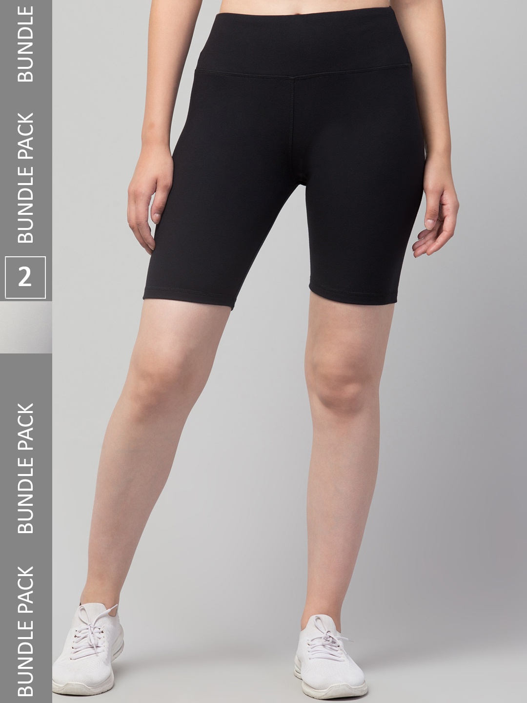 

Apraa & Parma Women Pack of 2 Skinny Fit High-Rise Running Sports Shorts, Black