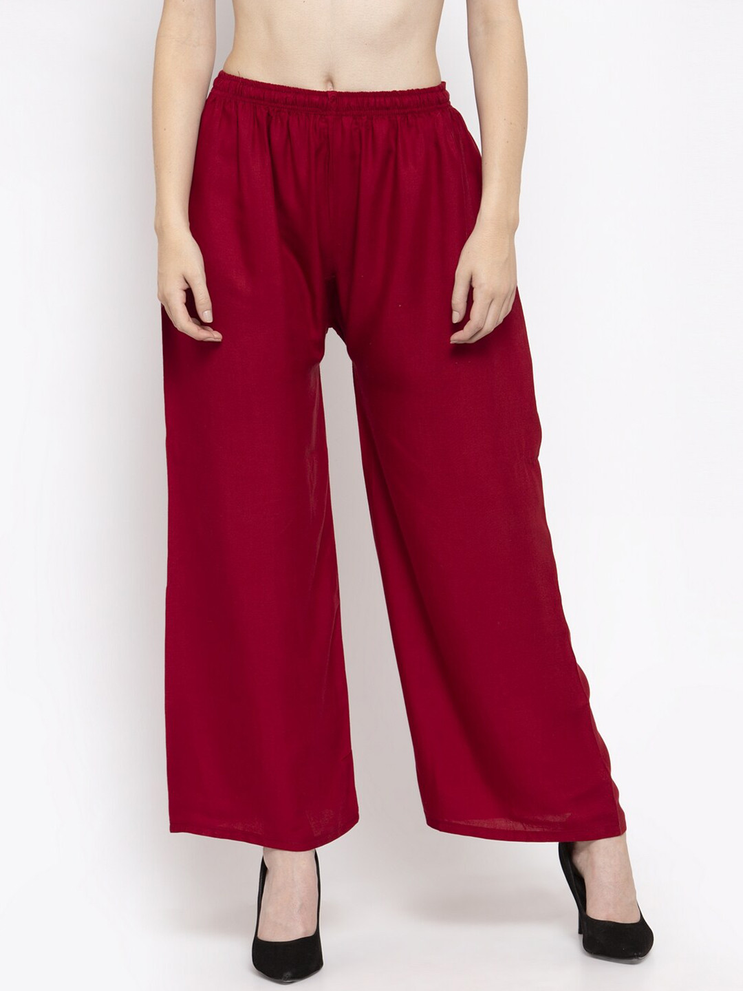 

Clora Creation Women Straight Fit Palazzos, Maroon