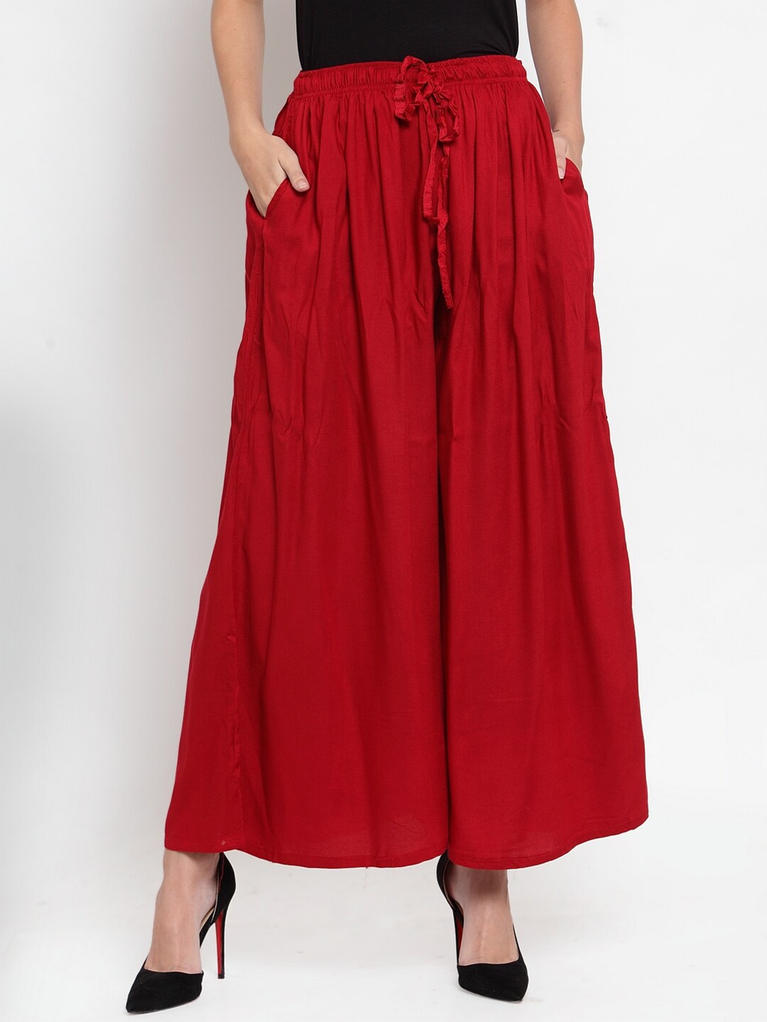 

Clora Creation Women Wide Leg Palazzos, Maroon
