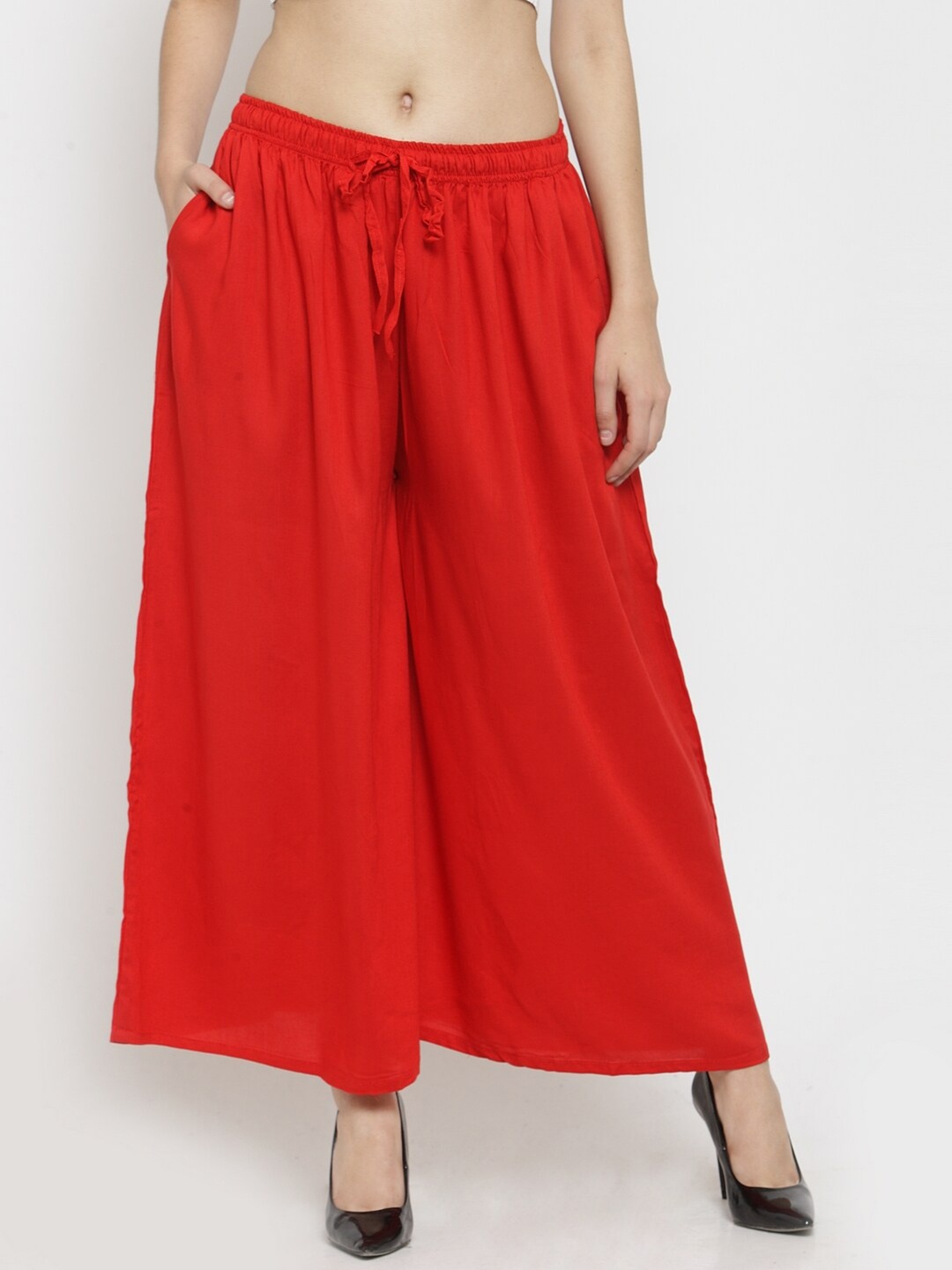 

Clora Creation Women Wide Leg Palazzos, Red