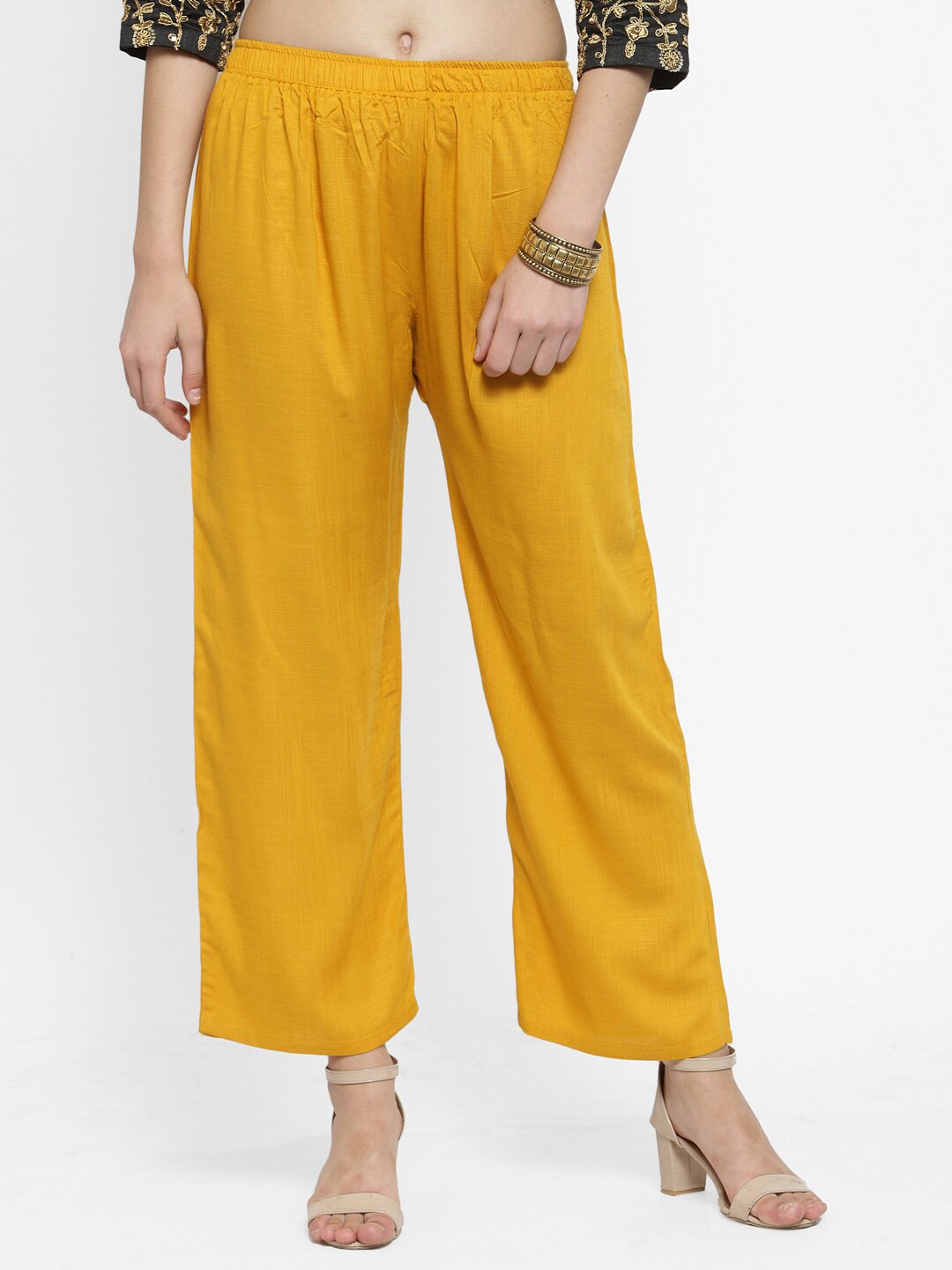 

Clora Creation Women Straight Fit Palazzos, Mustard