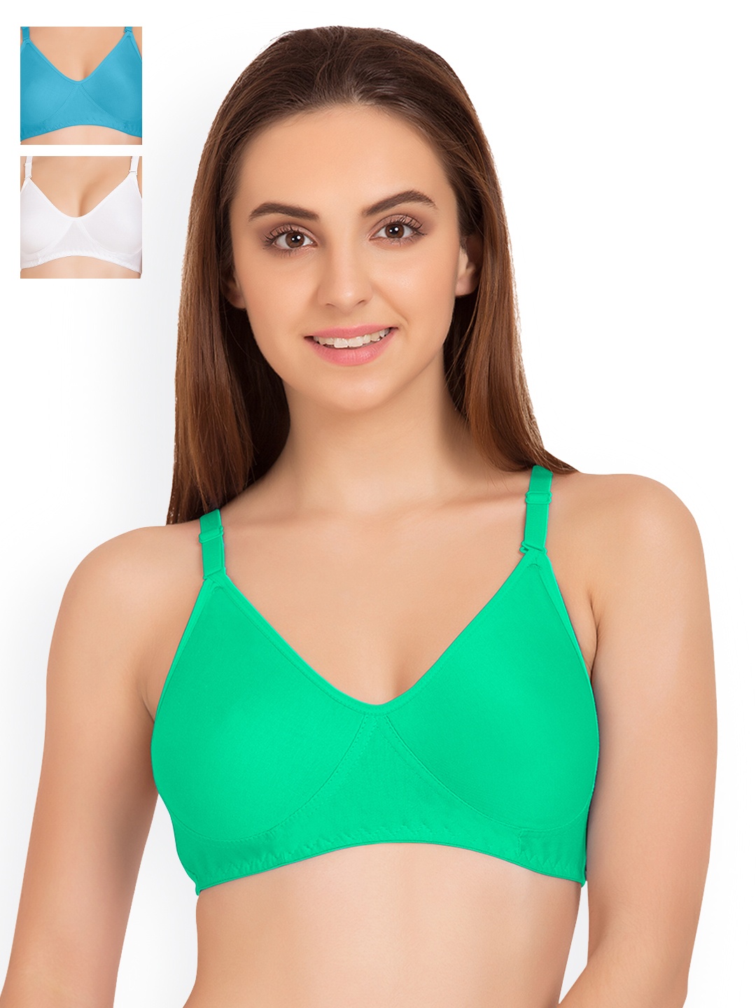 

Tweens Pack of 3 Full Coverage T-shirt Bras TW9253, Sea green