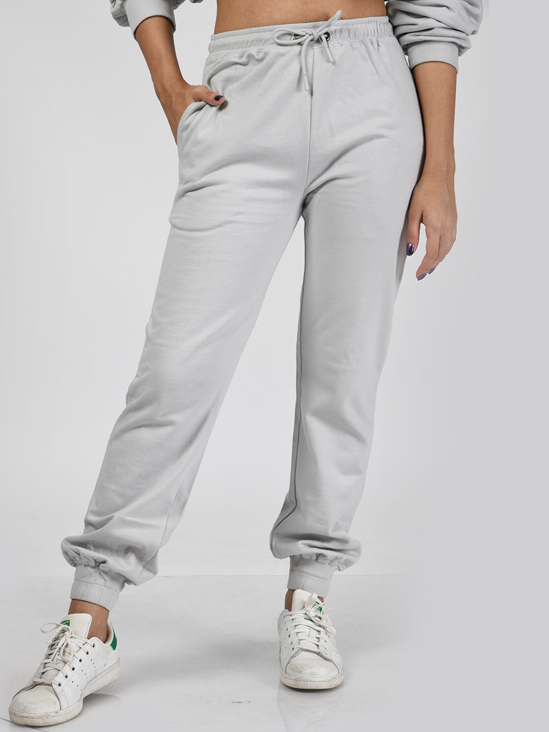 

aastey Women Regular Fit Mid-Rise Cotton Joggers, Grey