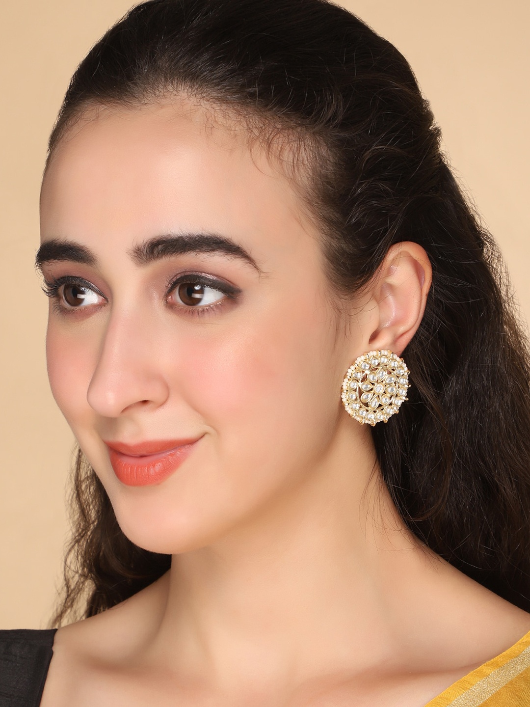 

AQUASTREET Gold-Plated Circular Studs Earrings