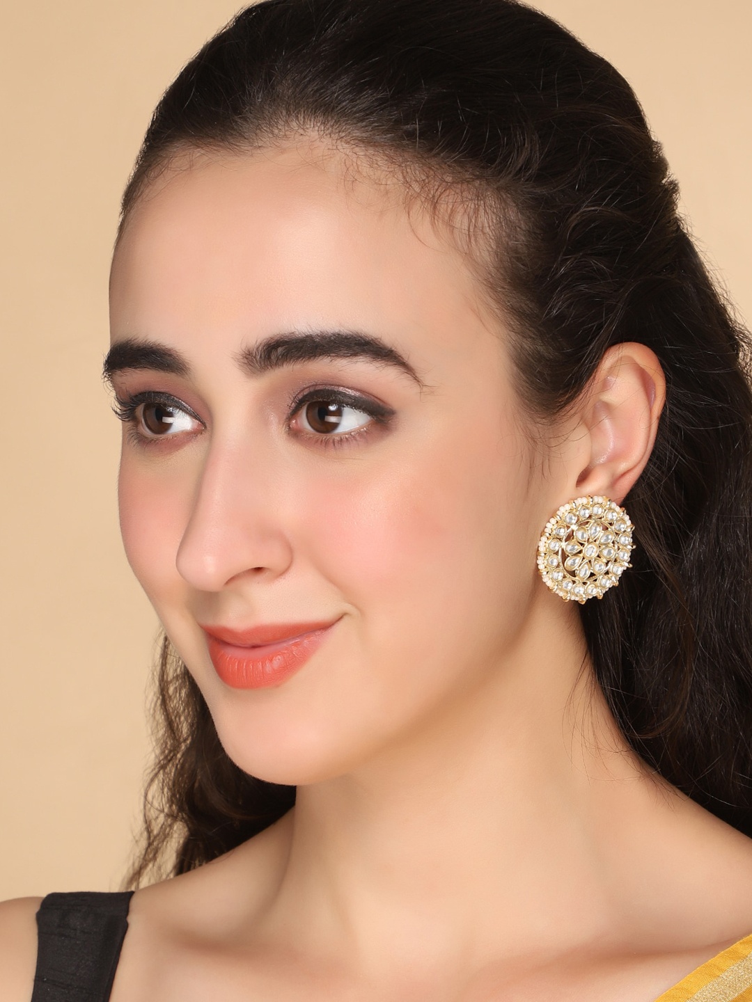 

AQUASTREET Gold-Plated Circular Studs Earrings