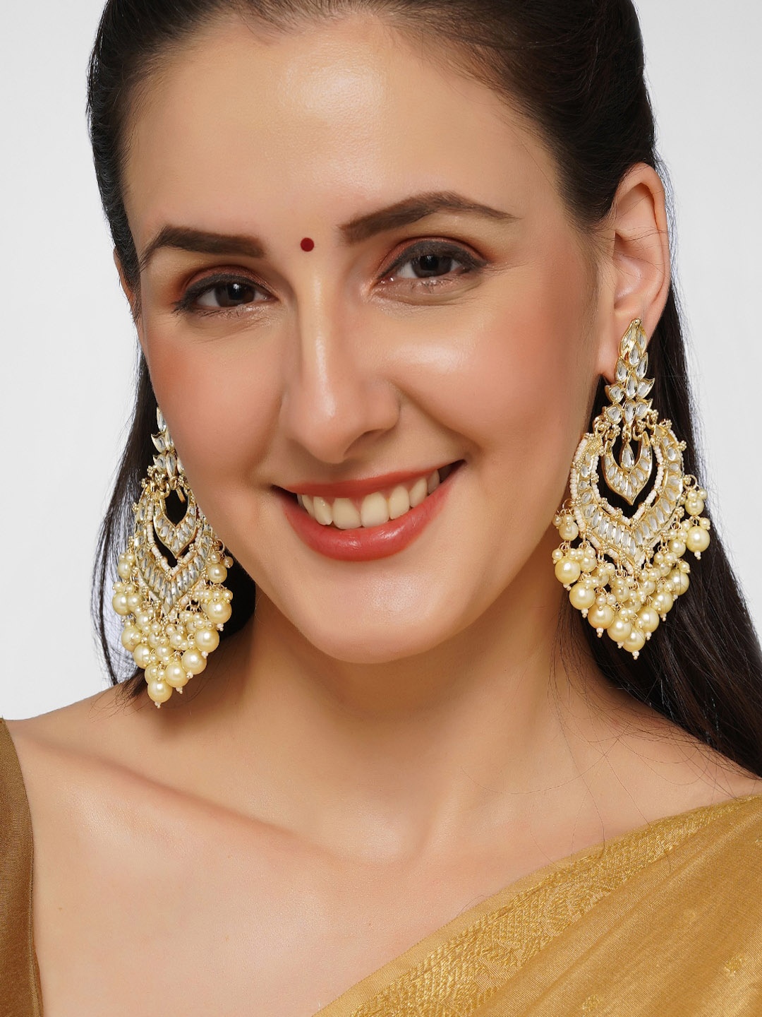 

AQUASTREET Gold-Plated CrescentChandbali Earrings