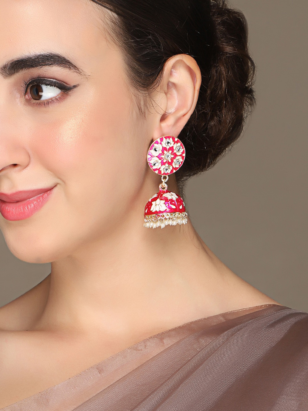 

AQUASTREET Gold-Plated Dome Shaped Jhumkas Earrings