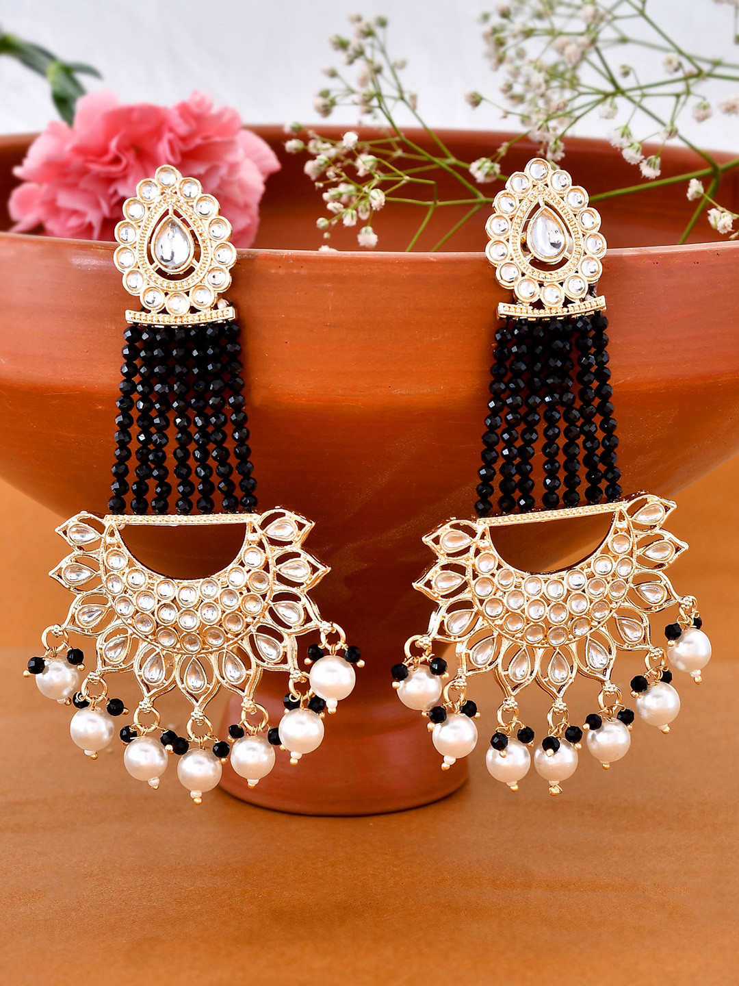 

AQUASTREET Gold-Plated Contemporary Chandbali Earrings