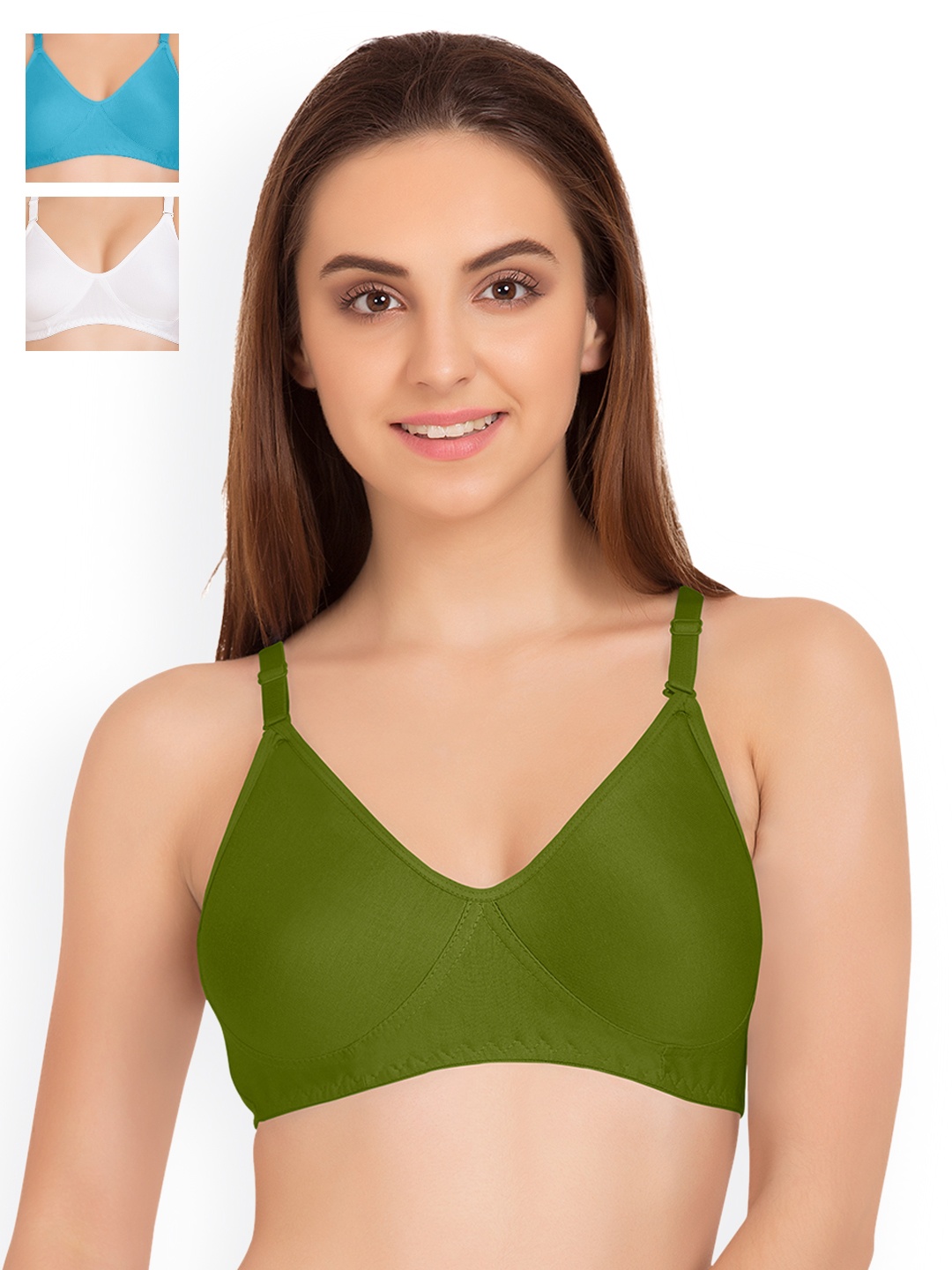 

Tweens Pack of 3 Full Coverage T-shirt Bras TW9253, Olive